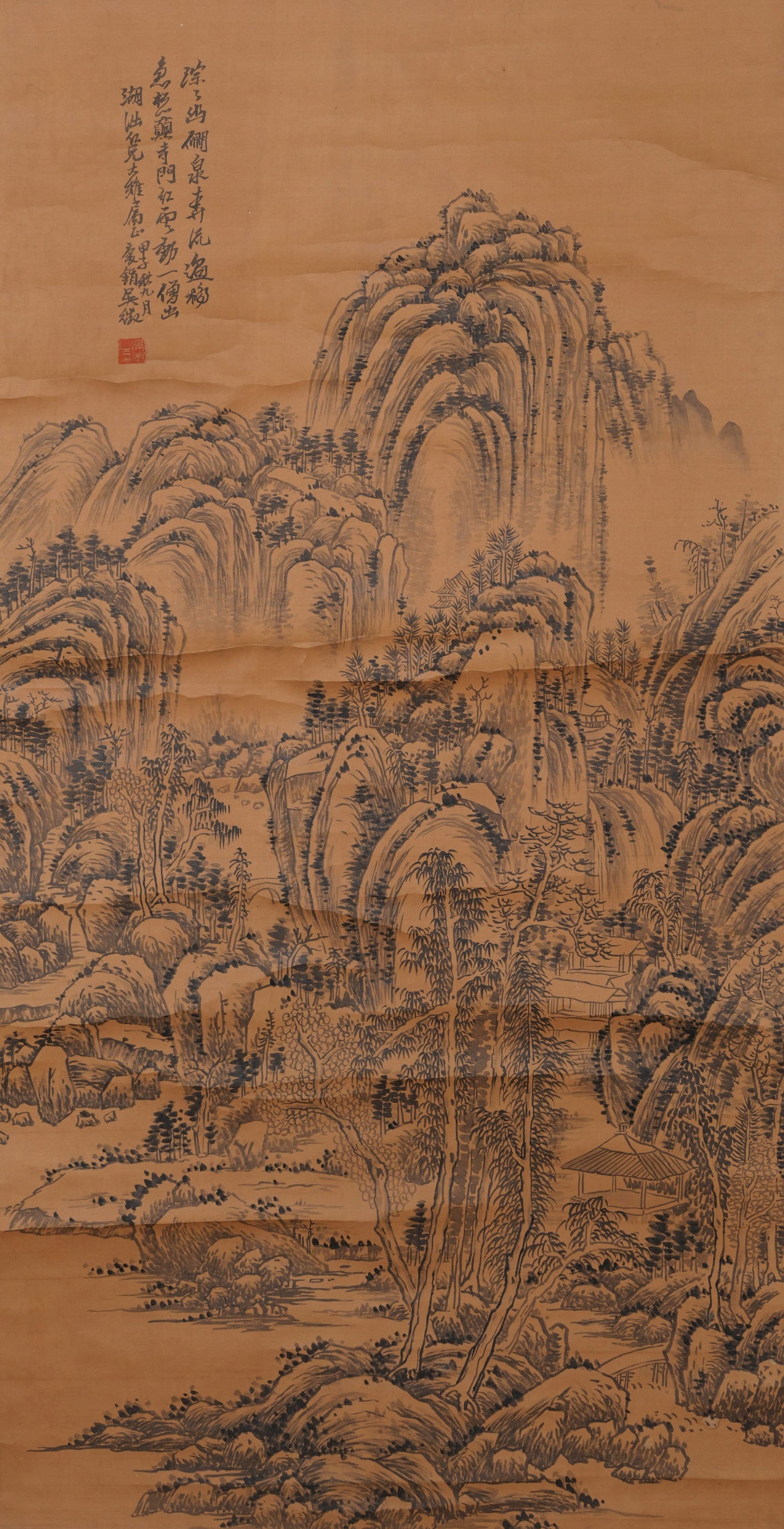 A LANDSCAPE PAINTING ON SILK BY WU HUI.吳徽 - 12