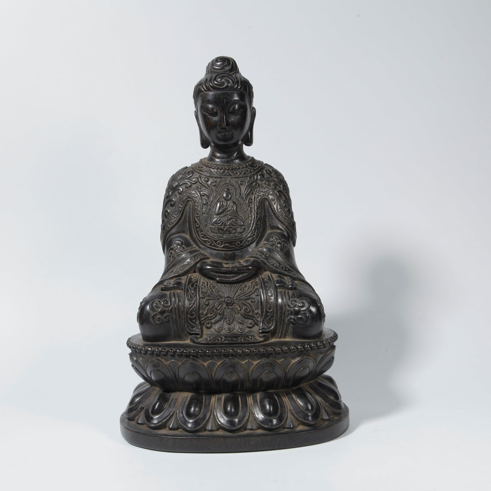 A ZITAN WOOD BUDDHA STATUE (1 of 9)