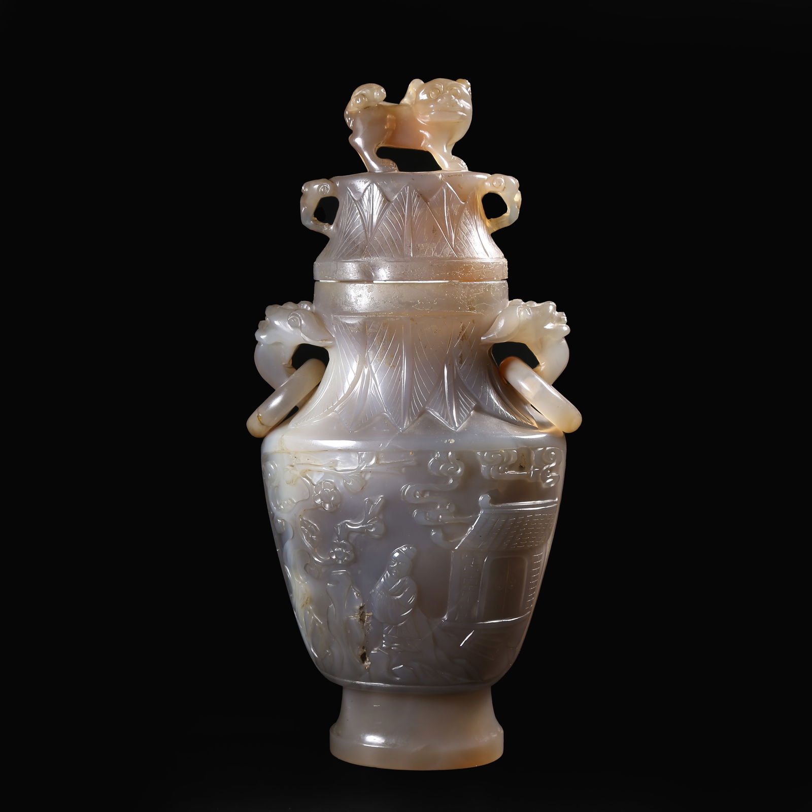 A AGATE COVERED BOTTLE WITH FIGURE STORY MOTIFS (1 of 8)