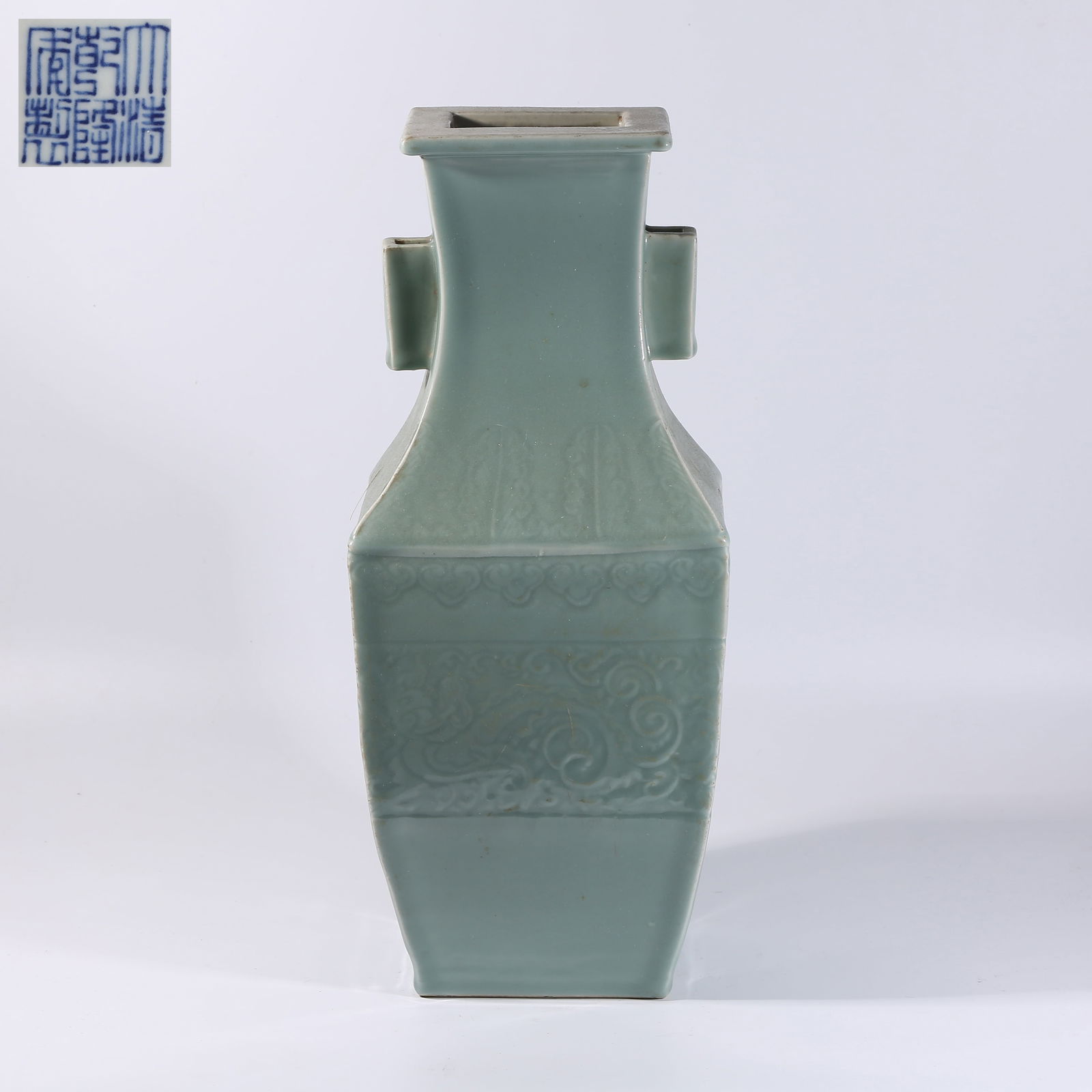 A SKY-BLUE GLAZED VASE WITH LOOP HANDLES (1 of 9)