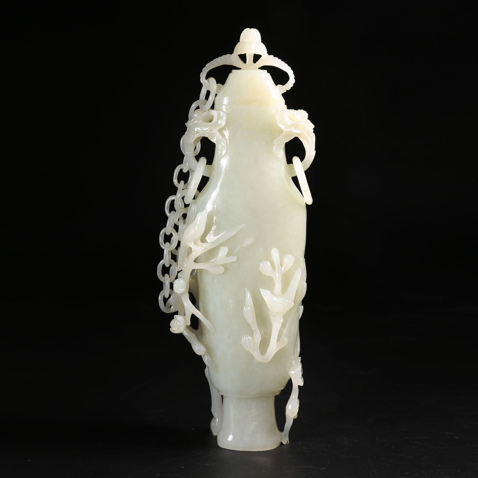 A HETIAN WHITE JADE COVERED BOTTLE WITH FLORAL MOTIFS (1 of 9)