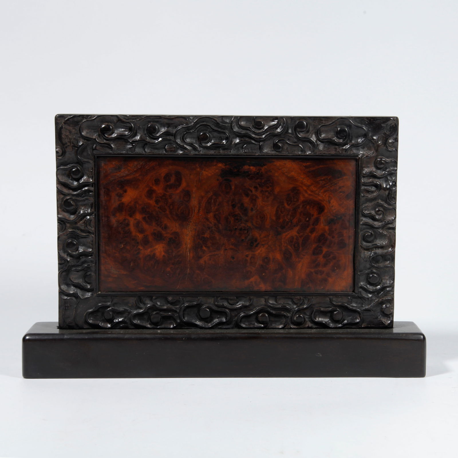 A ZITAN WOOD BRUSH SCREEN INLAID WITH BURL WOOD (1 of 9)