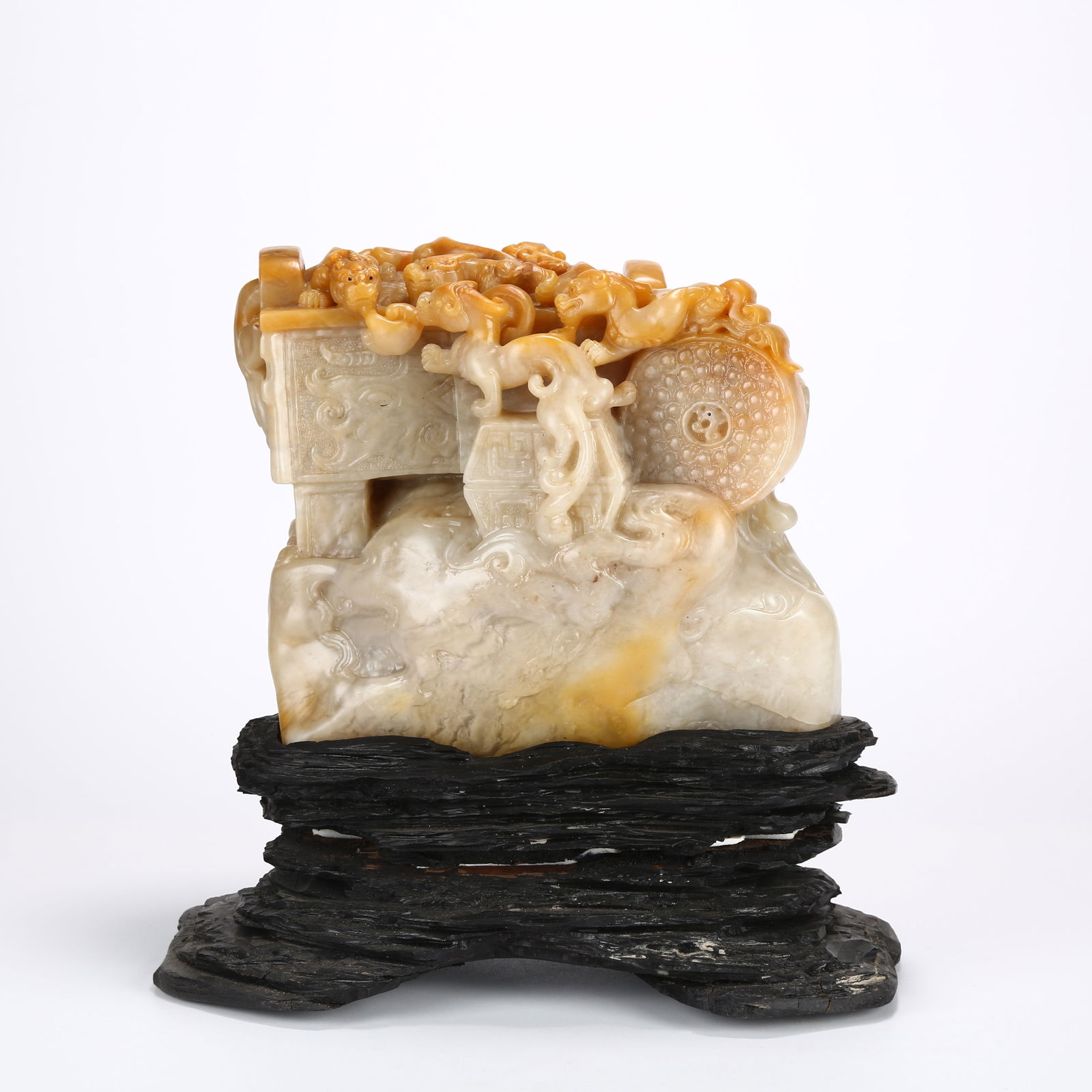 A SHOUSHAN STONE CHILONG-PATTERNED MOUNTAIN SCULPTURE (1 of 9)