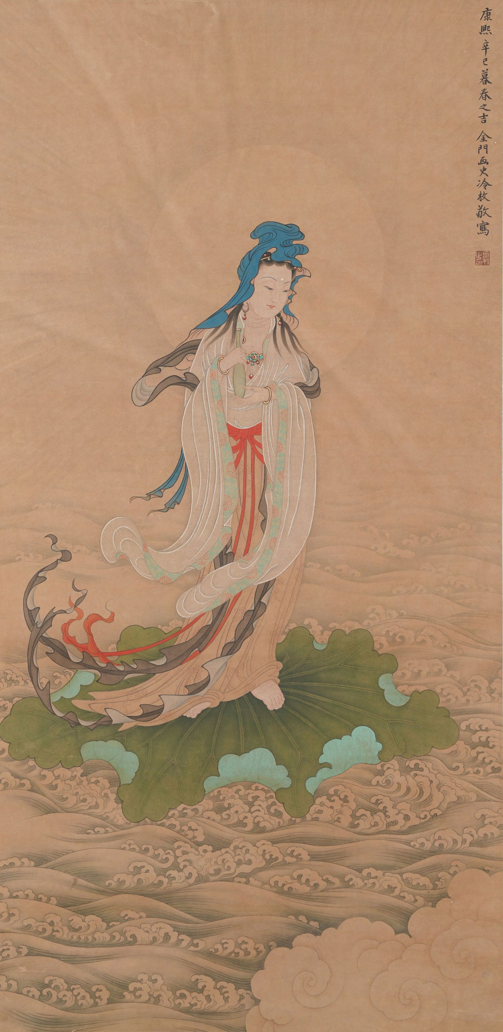 A GUANYIN PAINTING ON SILK BY LENG MEI.冷枚 (1 of 8)