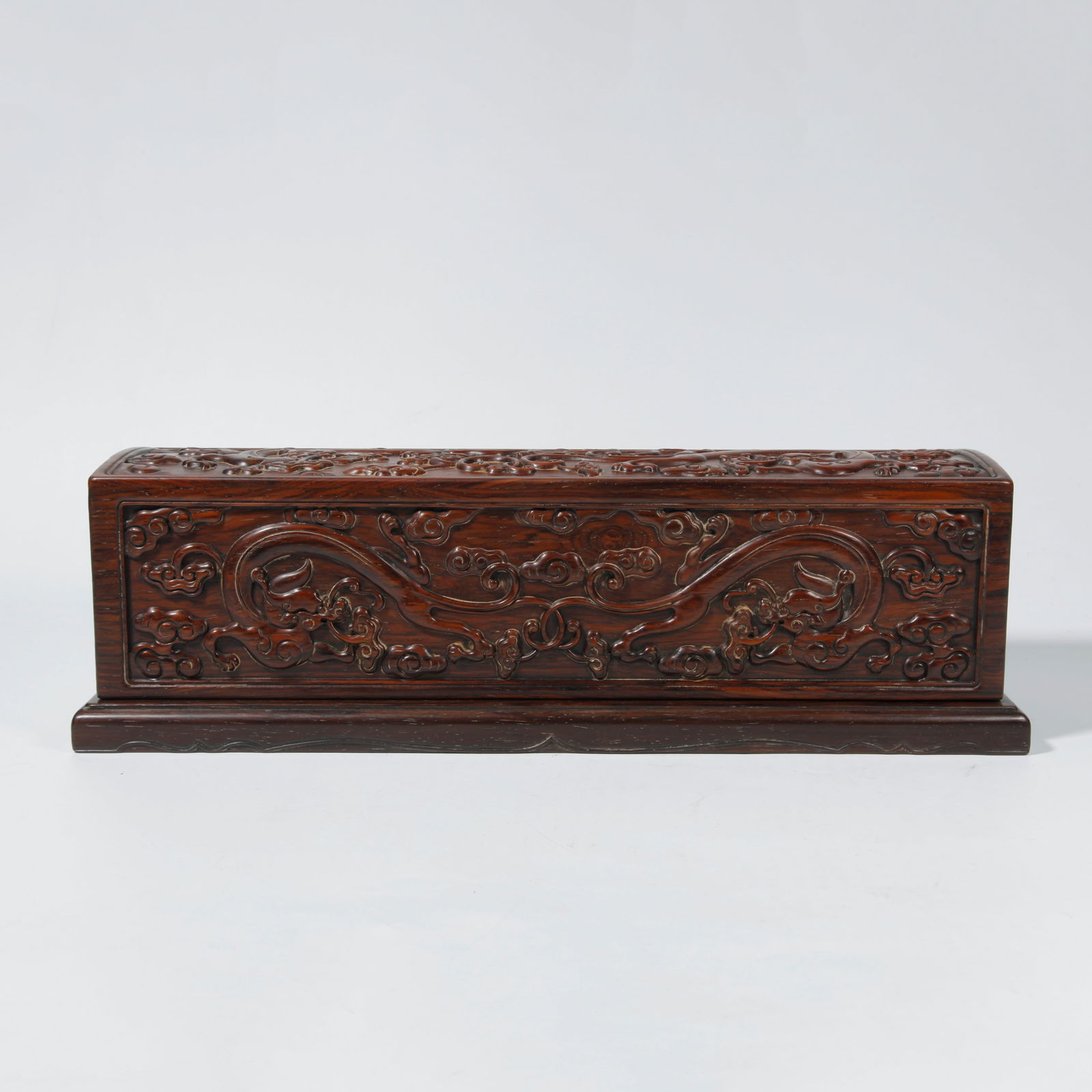 A HUANGHUALI WOOD BOX WITH DRAGON CARVING (1 of 9)