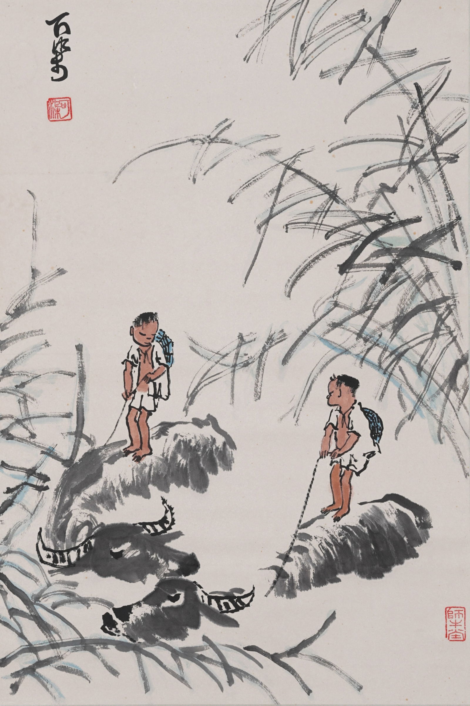 A COWHERD PAINTING ON PAPER BY LI KERAN.李可染 (1 of 10)