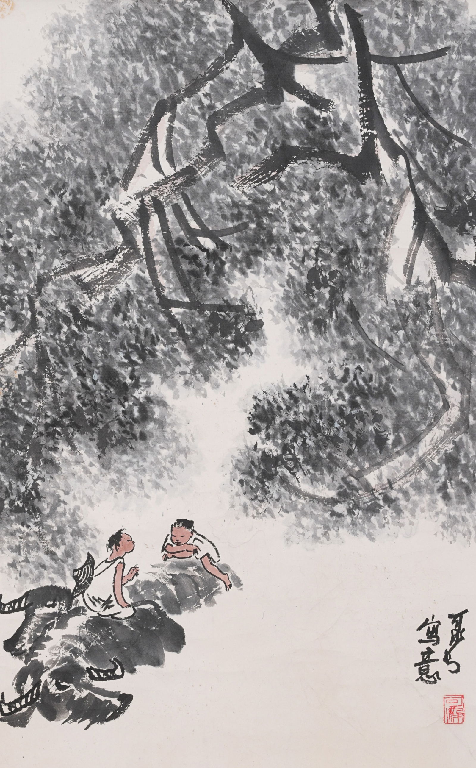 A COWHERD PAINTING ON PAPER BY LI KERAN.李可染 (1 of 8)