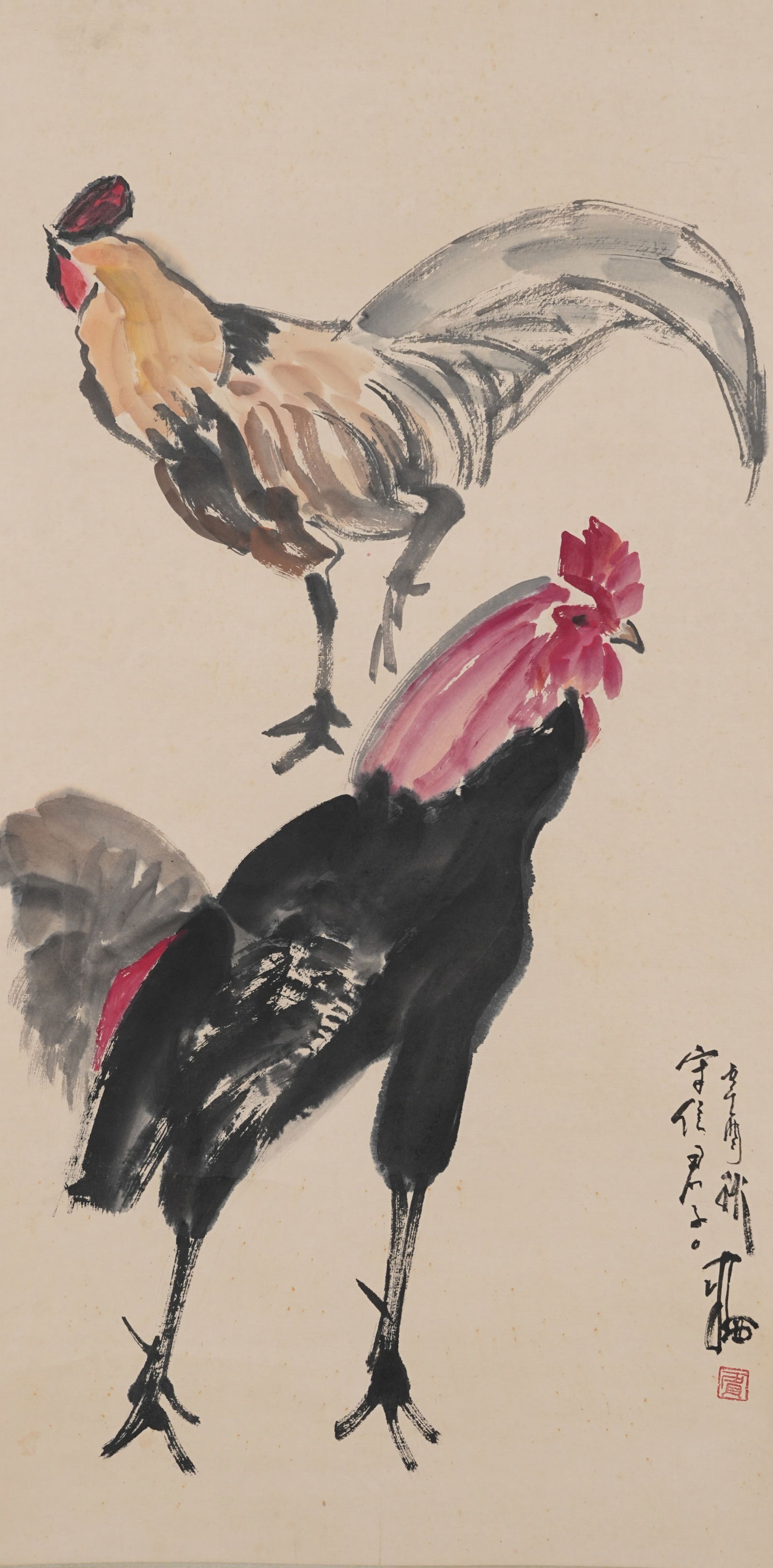 A ROOSTER PAINTING ON PAPER BY JIA PINGXI.賈平西 (1 of 8)