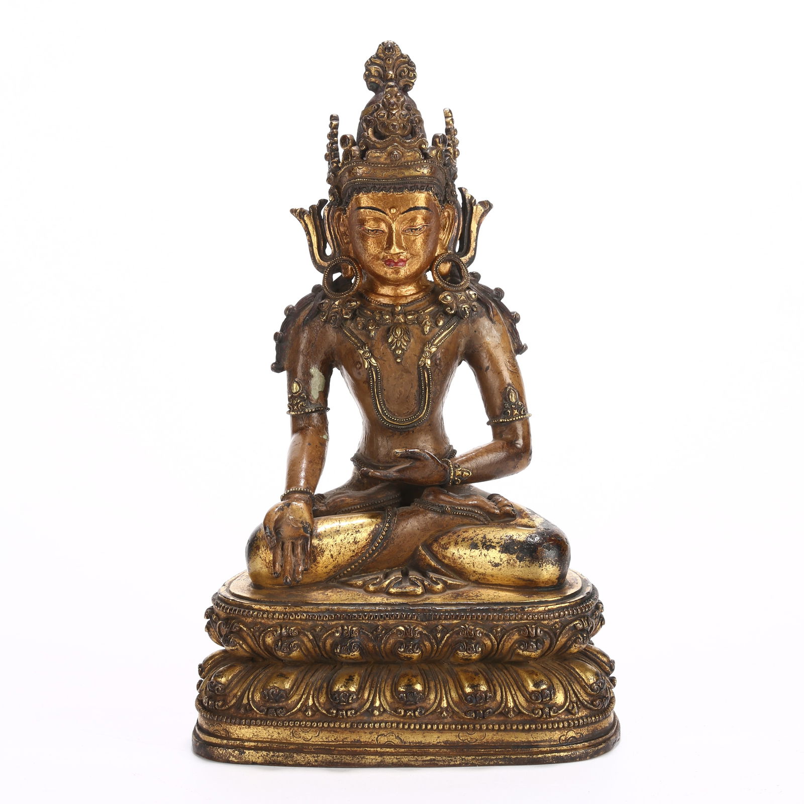 A GILT BRONZE RATNASAMBHAVA BUDDHA STATUE (1 of 9)