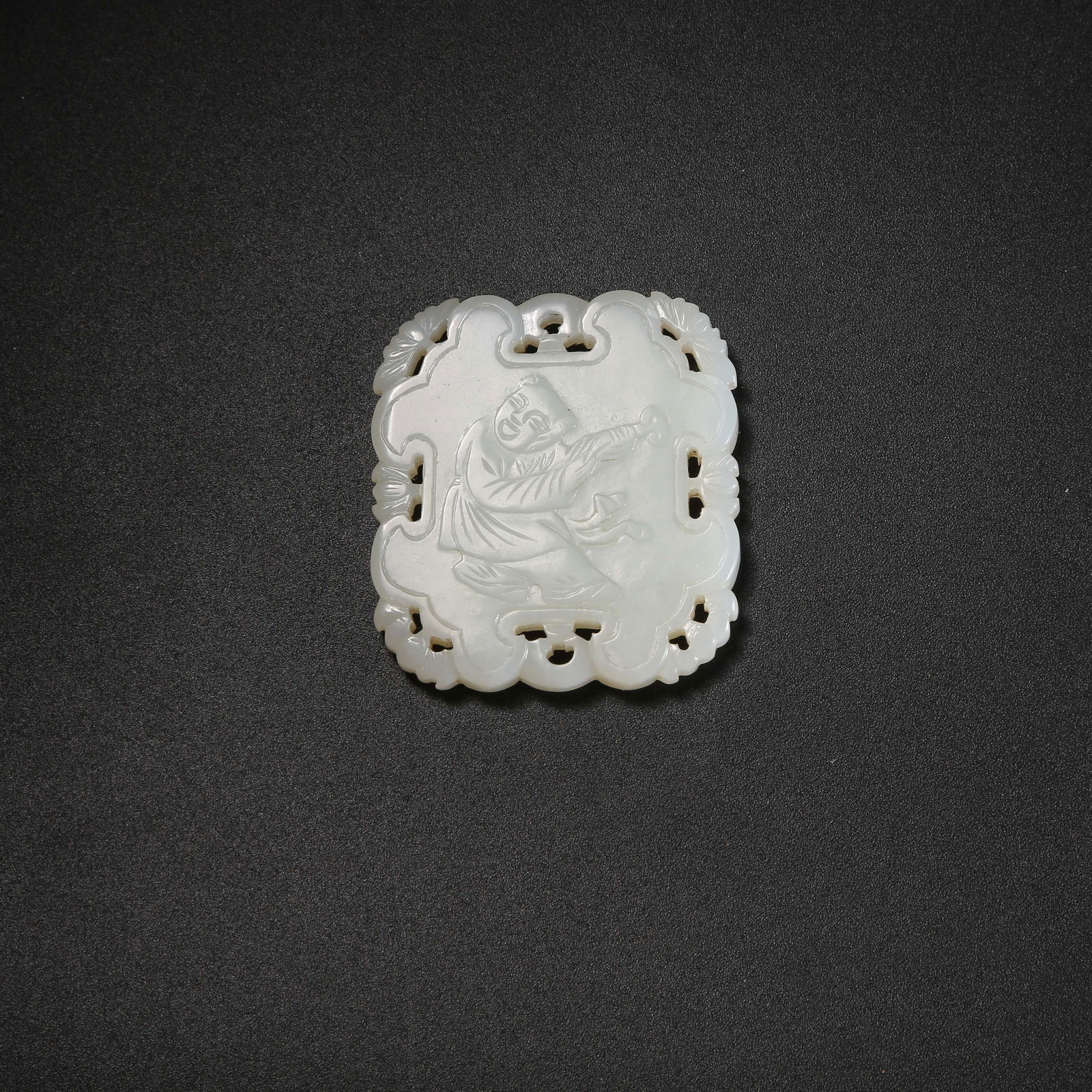 A HETIAN JADE PLAQUE WITH CHILD PATTERN (1 of 8)
