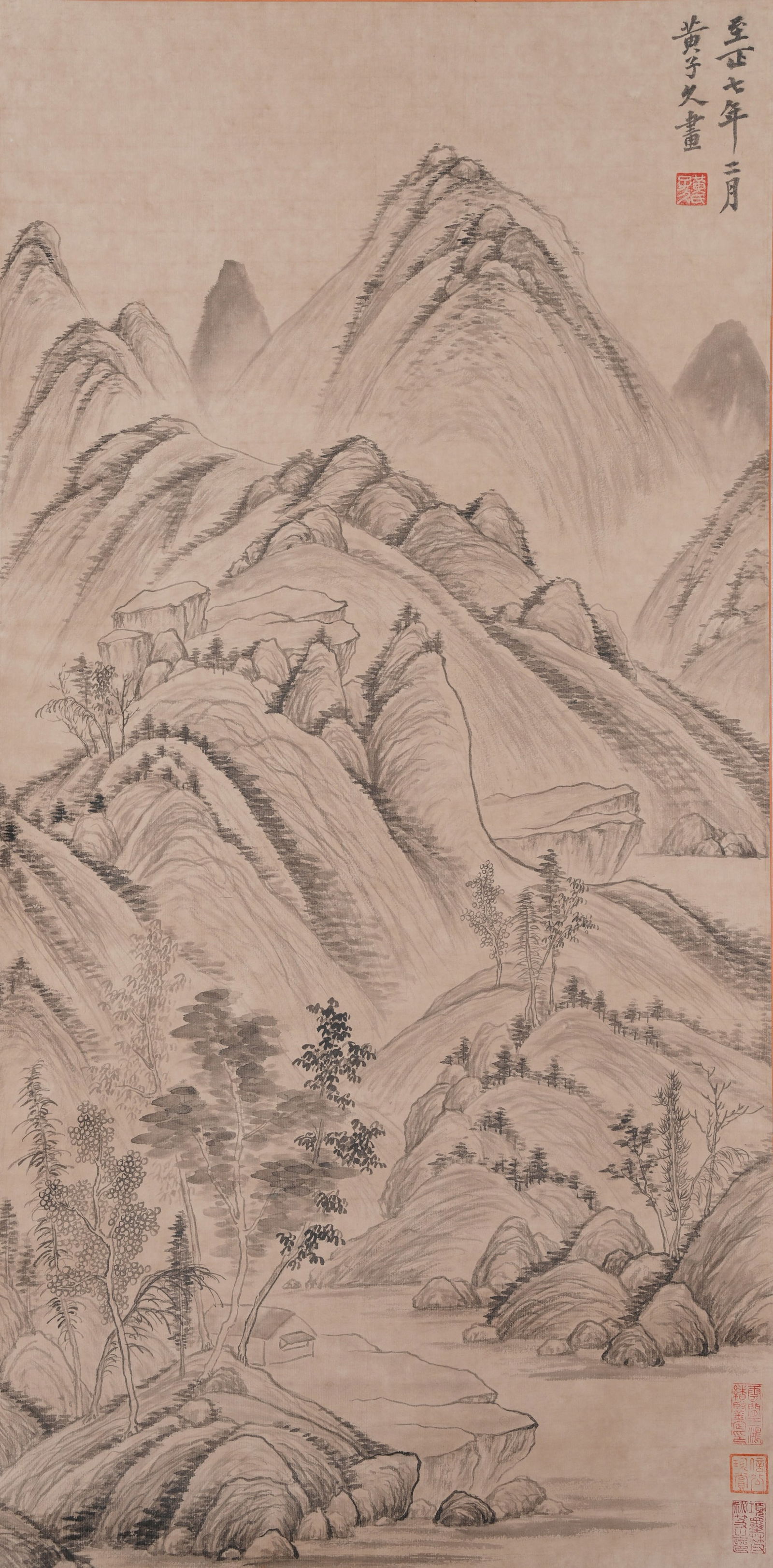A LANDSCAPE PAINTING ON PAPER BY HUANG GONGWANG.黃公望 (1 of 9)