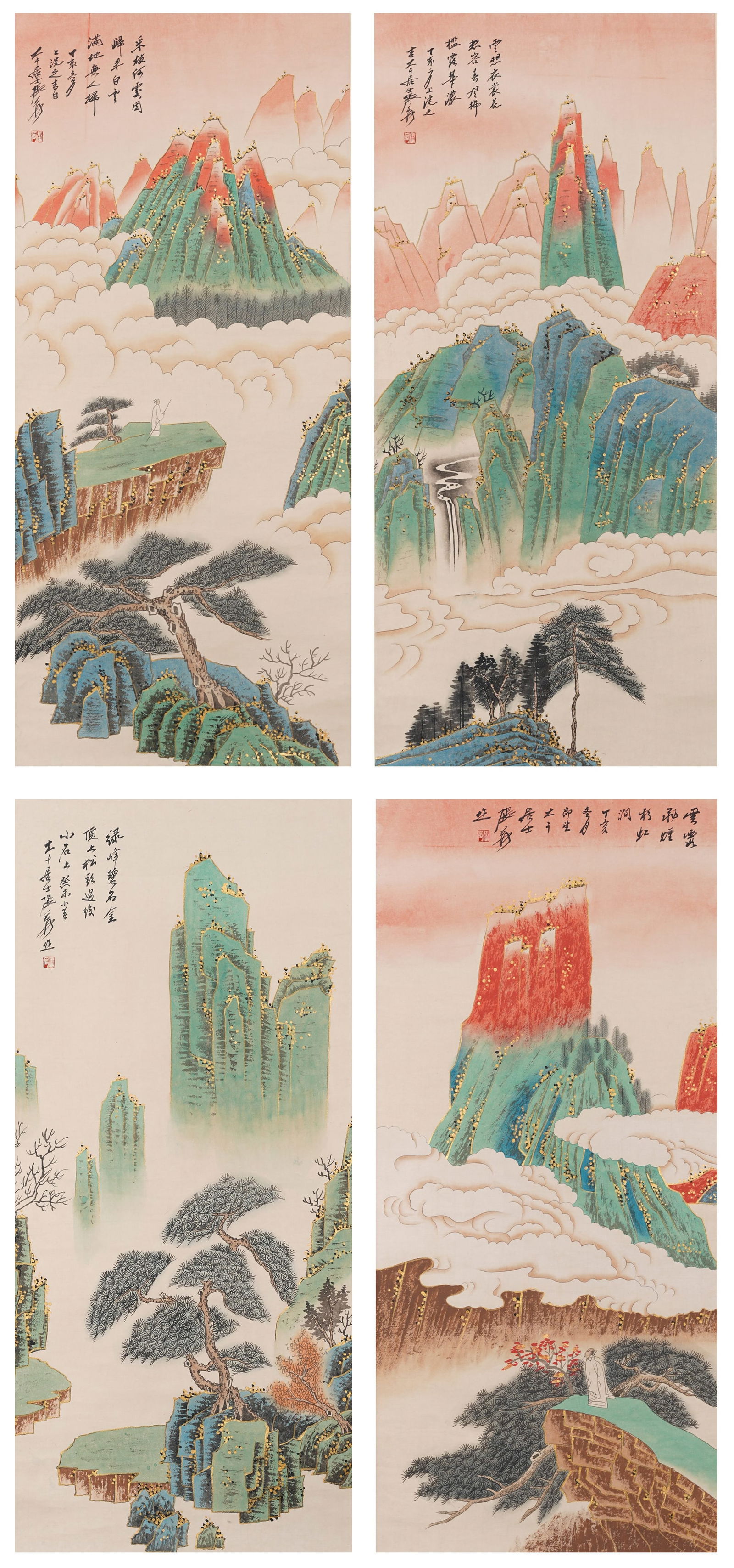 A LANDSCAPE PAINTINGS ON PAPER BY ZHANG DAQIAN (SET OF FOUR).張大千 (1 of 20)