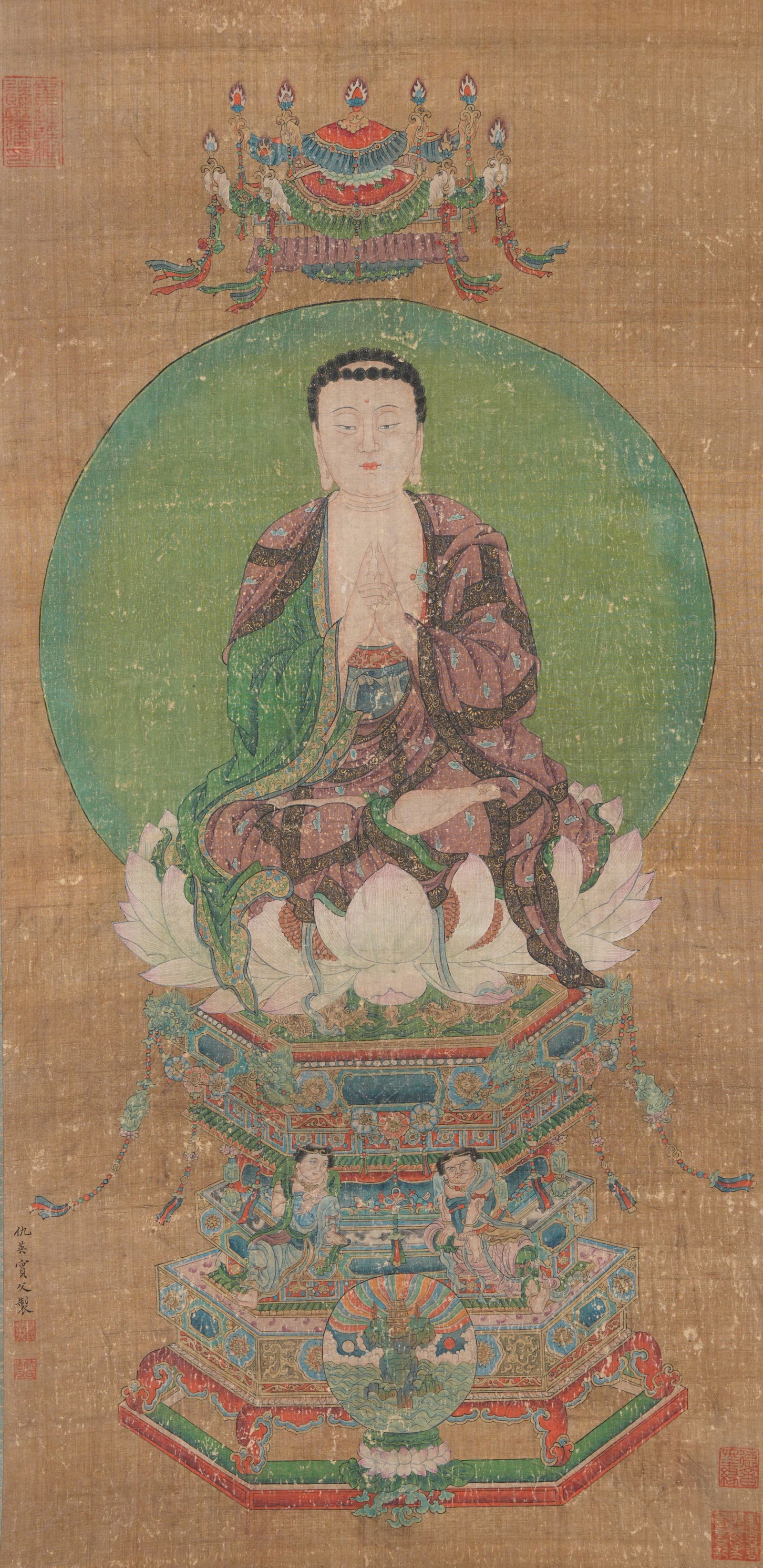 A BUDDHA FIGURE PAINTING ON SILK BY QIU YING.仇英 (1 of 9)