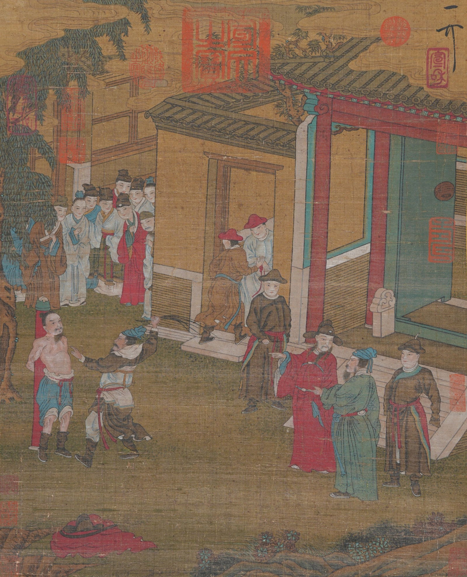 A FIGURE PAINTING ON SILK BY EMPEROR HUIZONG OF SONG.宋徽宗: Figure painting on silk by Emperor Huizong of Song.宋徽宗