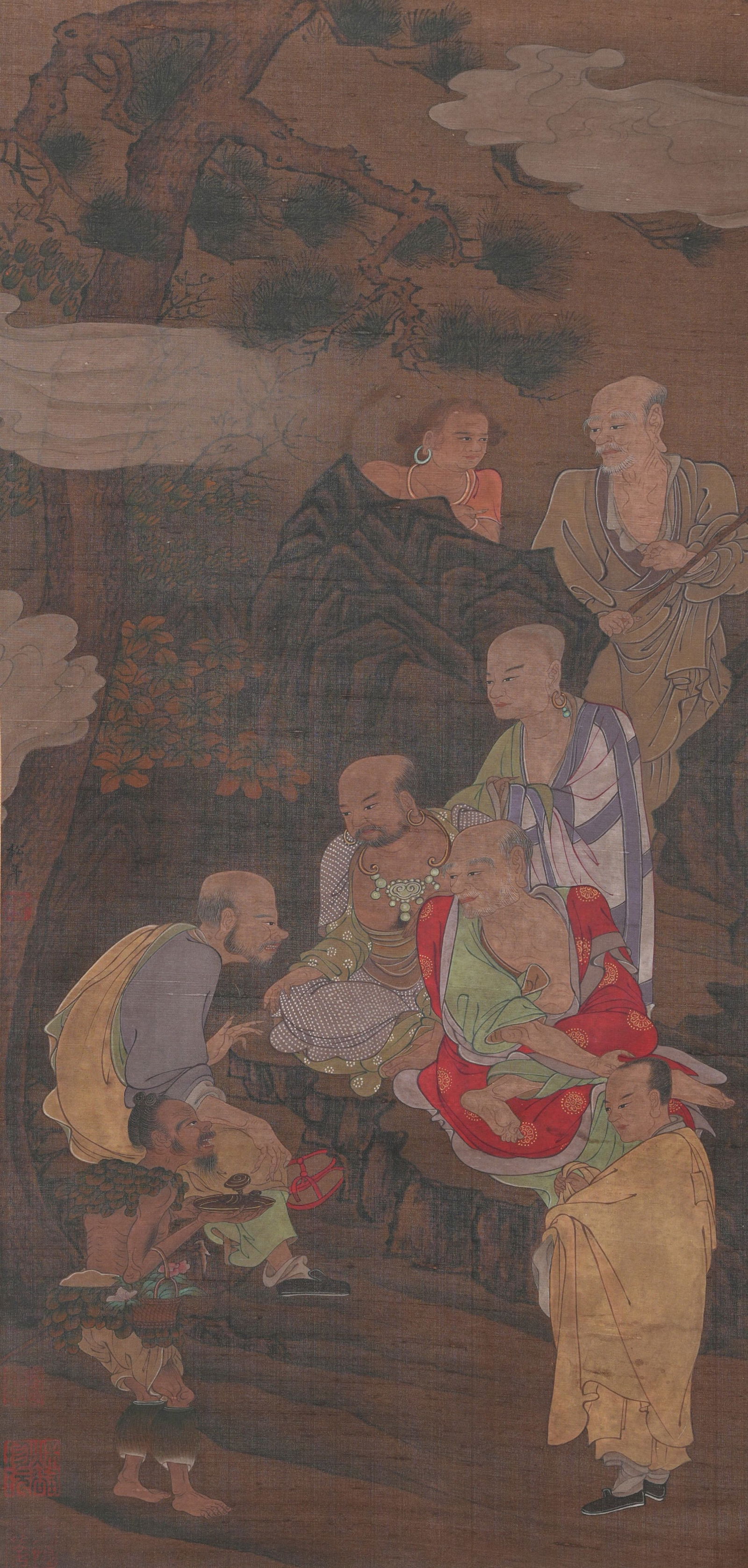 A FIGURE PAINTING ON SILK, ARTIST UNKNOWN.: Figure painting on silk, artist unknown.