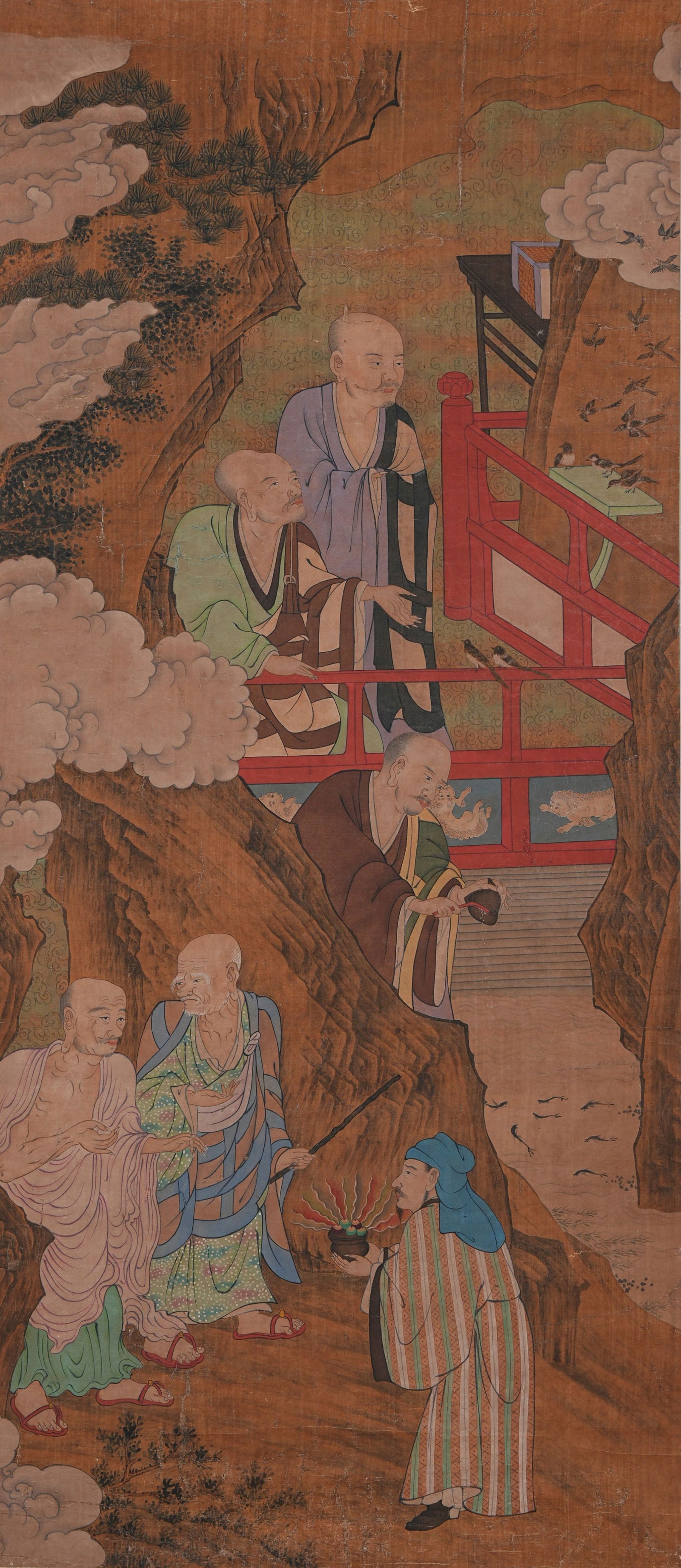 A FIGURE PAINTING ON SILK, ARTIST UNKNOWN.: Figure painting on silk, artist unknown.