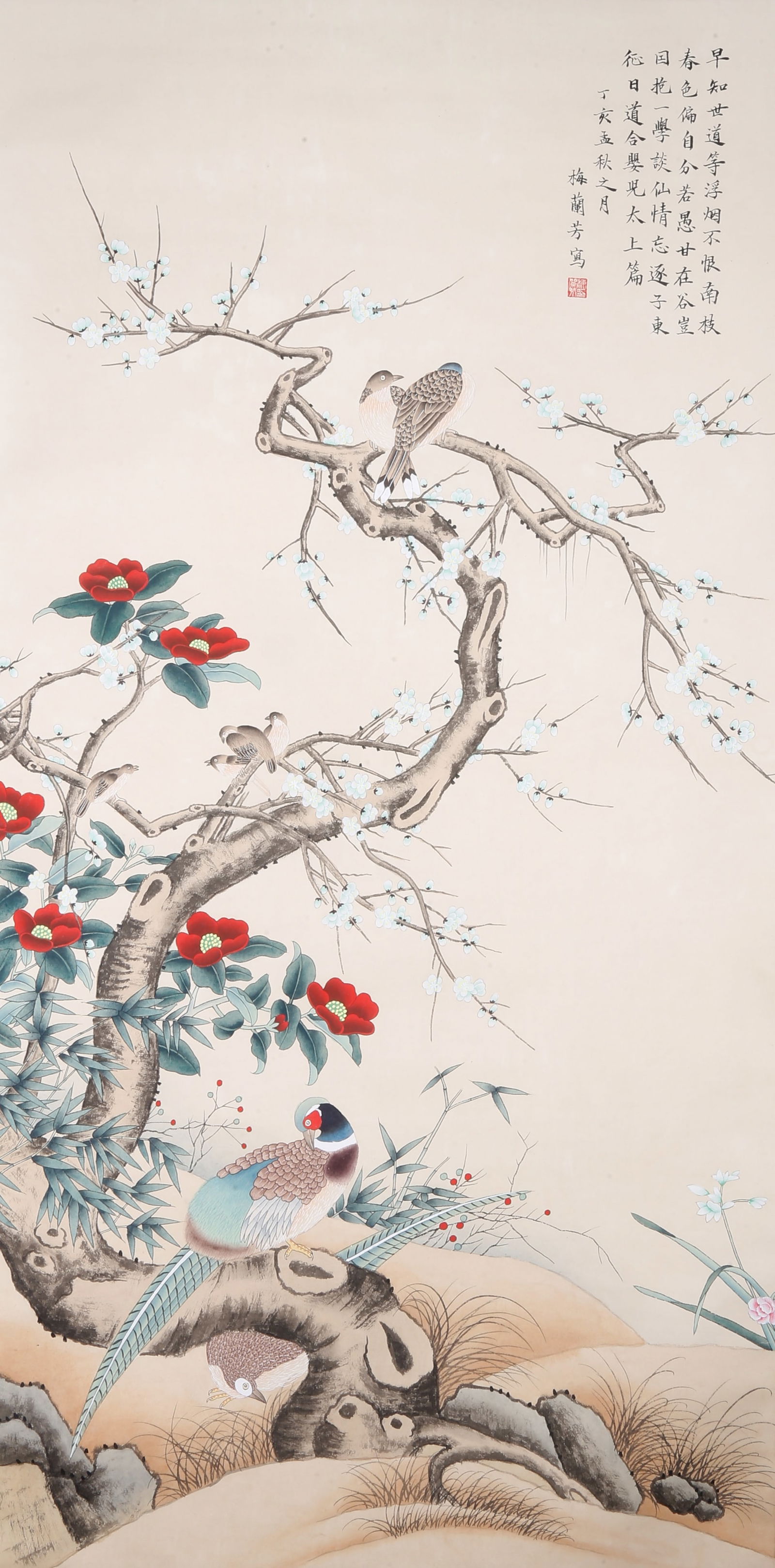 A FLOWERS AND BIRDS PAINTING ON PAPER BY MEI LANFANG.梅蘭芳 (1 of 8)