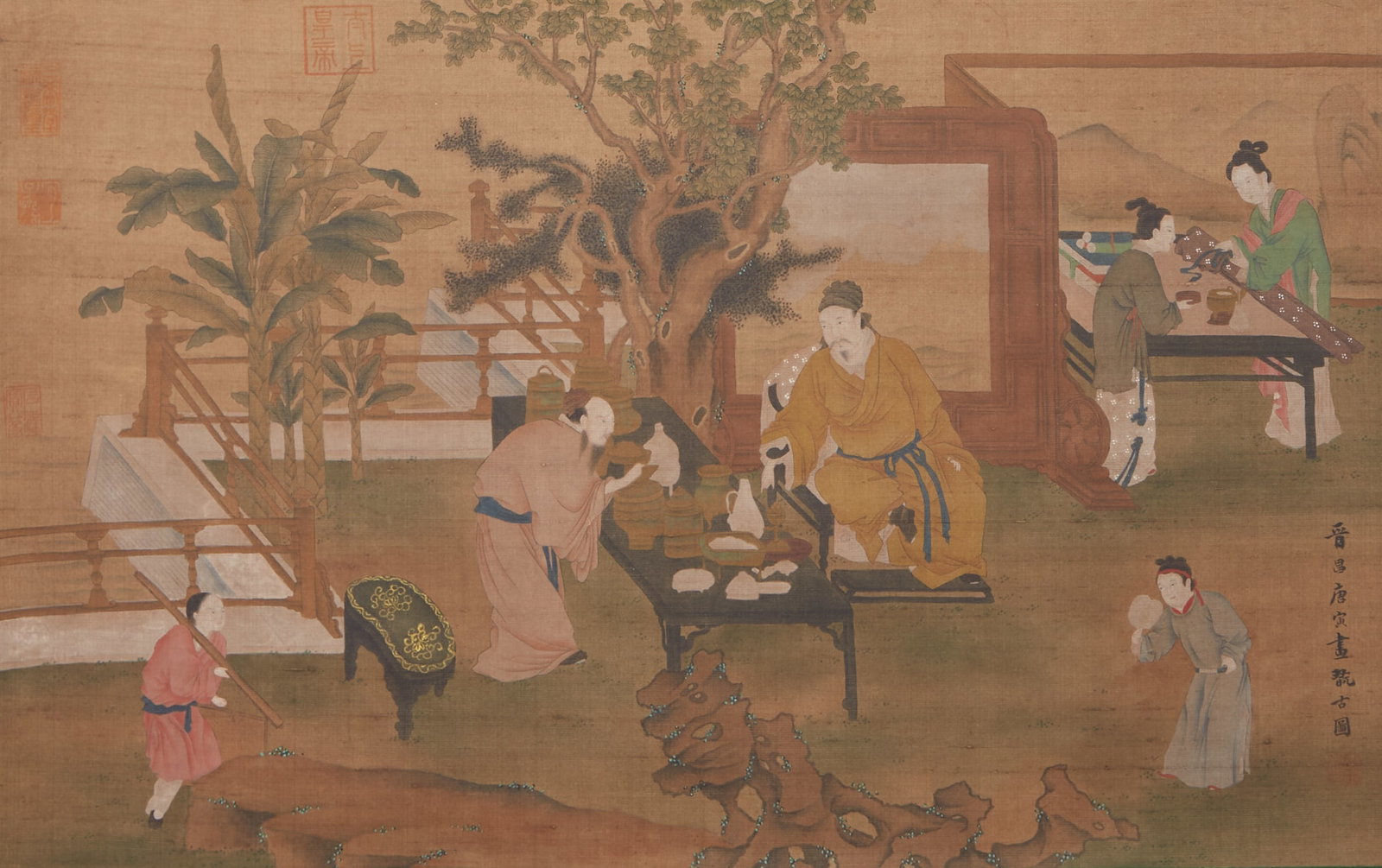 A FIGURES PAINTING ON SILK BY TANG BOHU.唐伯虎 (1 of 10)