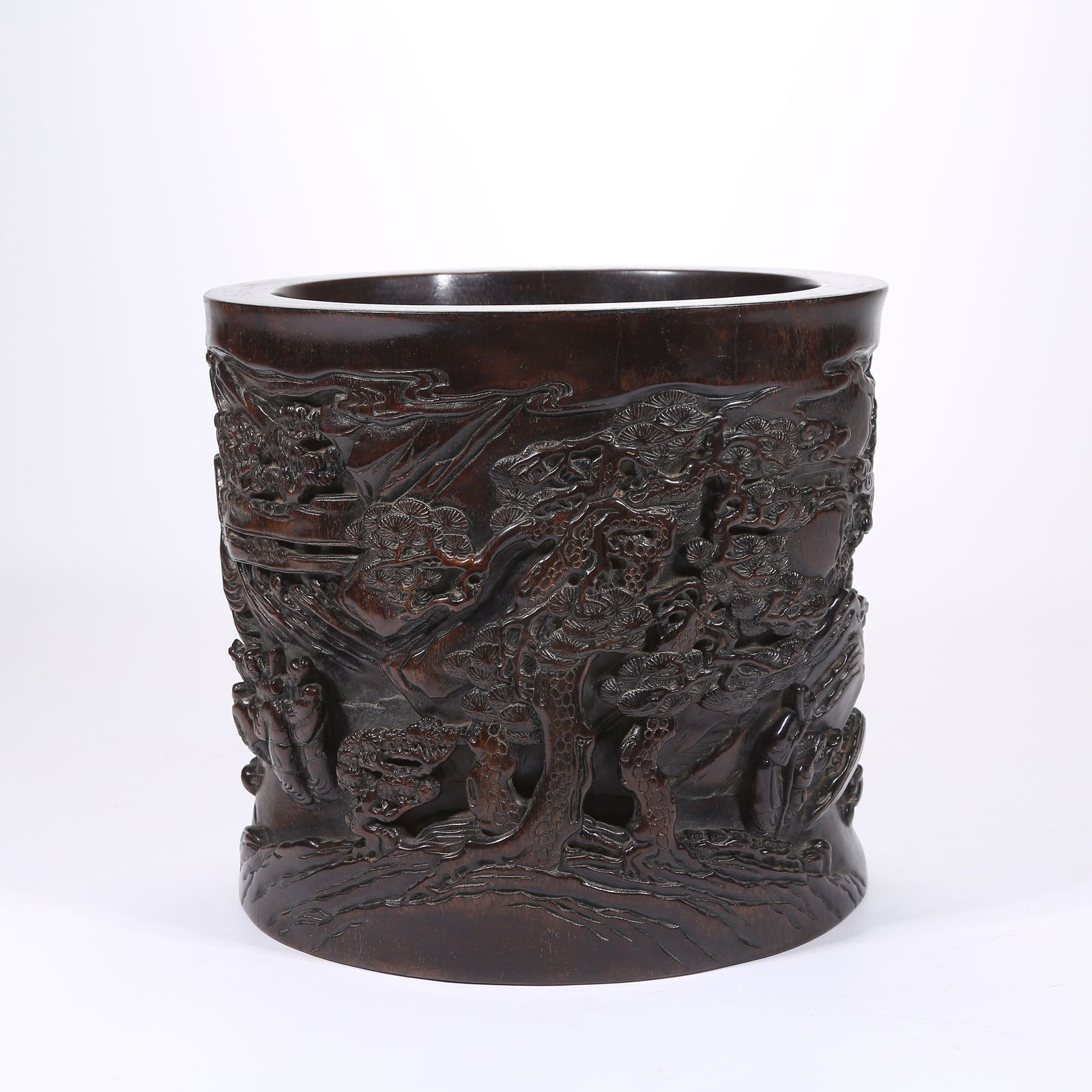 A ZITAN WOOD BRUSH HOLDER WITH FIGURES STORY (1 of 11)