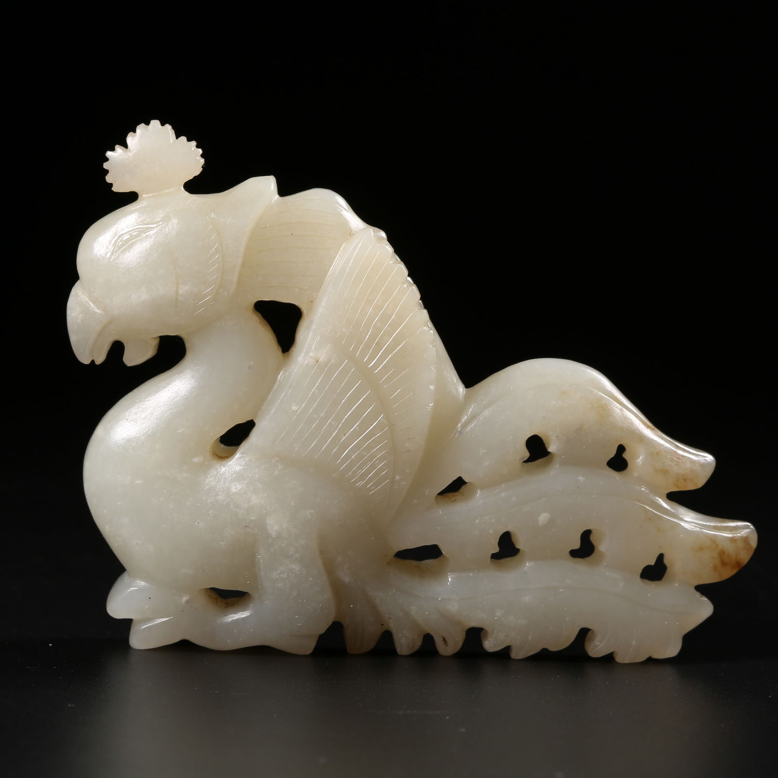 A HETIAN JADE PHOENIX-AND-BIRD ORNAMENT (1 of 8)