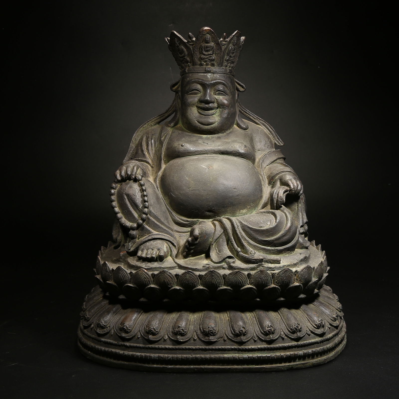 A BRONZE PRECIOUS CROWN MAITREYA BUDDHA (1 of 8)