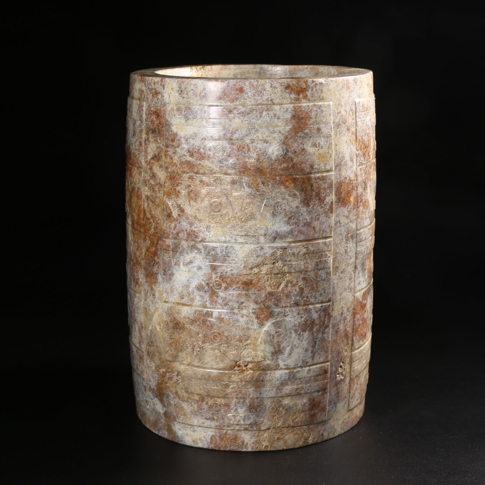 A ANCIENT JADE CONG WITH DEITY FACE, LIANGZHU CULTURE (1 of 9)