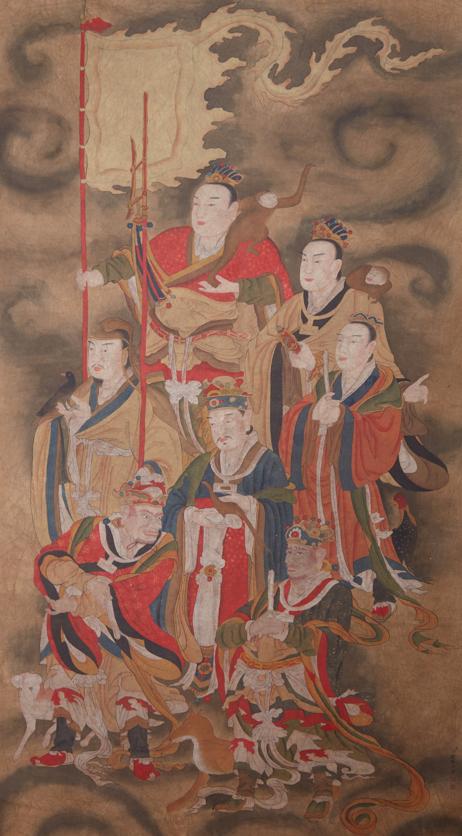 A IMMORTALS PAINTING ON SILK BY DING GUANPENG.丁觀鵬 (1 of 14)