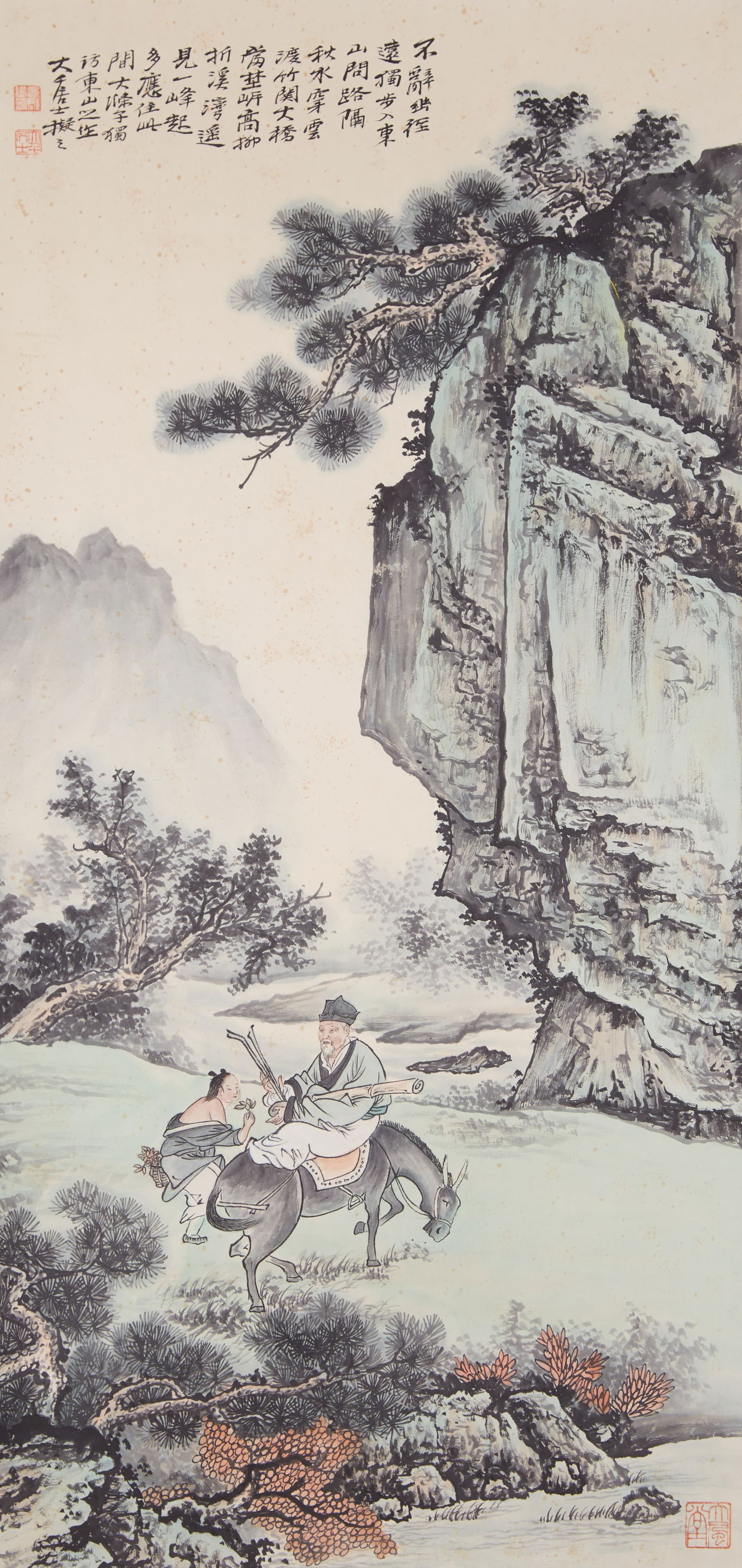 A "ZHANG GUOLAO RIDING A DONKEY" PAINTING ON PAPER BY ZHANG DAQIAN.張大千 (1 of 8)