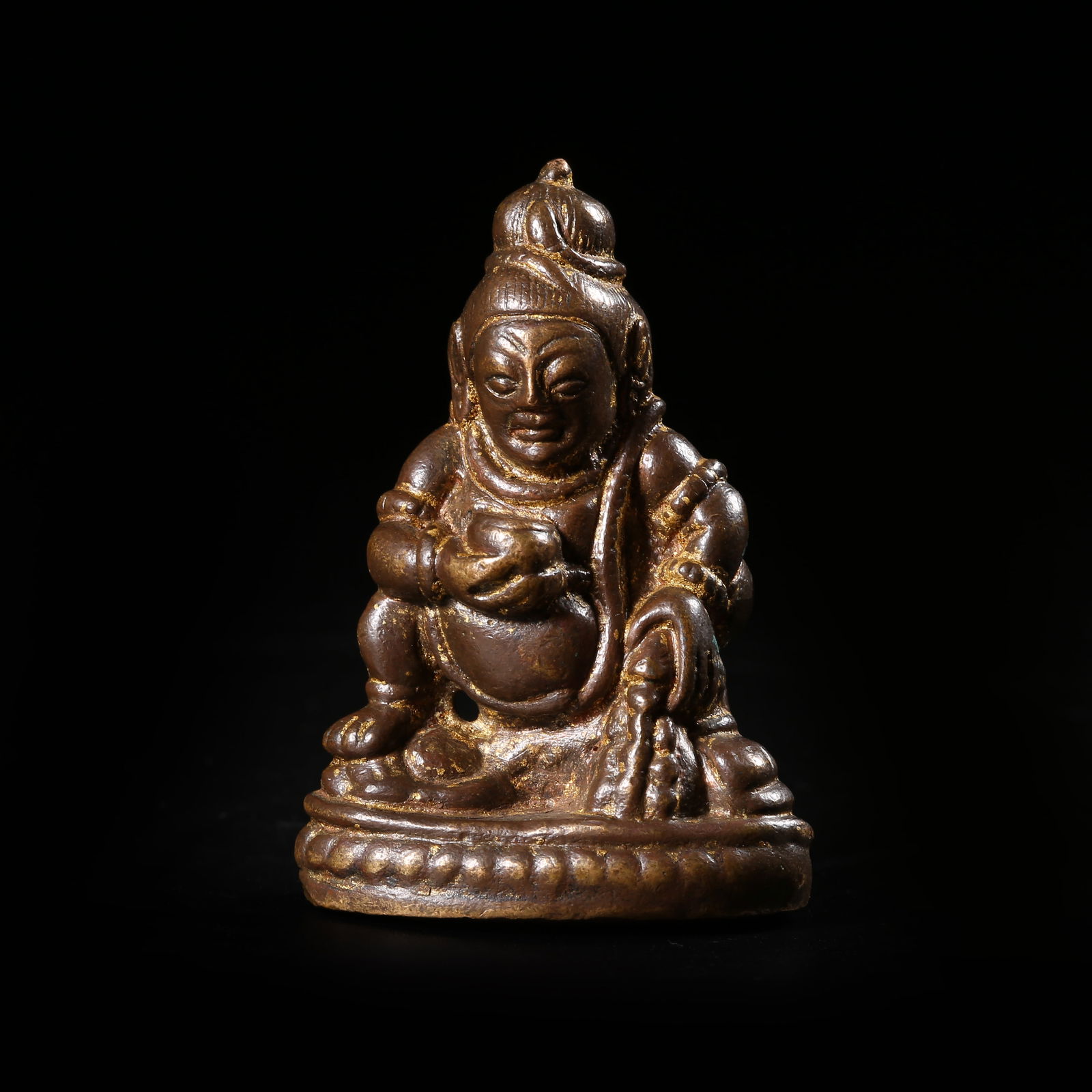 A ALLOY BRONZE BLACK WEALTH DEITY PORTABLE BUDDHA: Alloy bronze Black Wealth Deity portable Buddha
