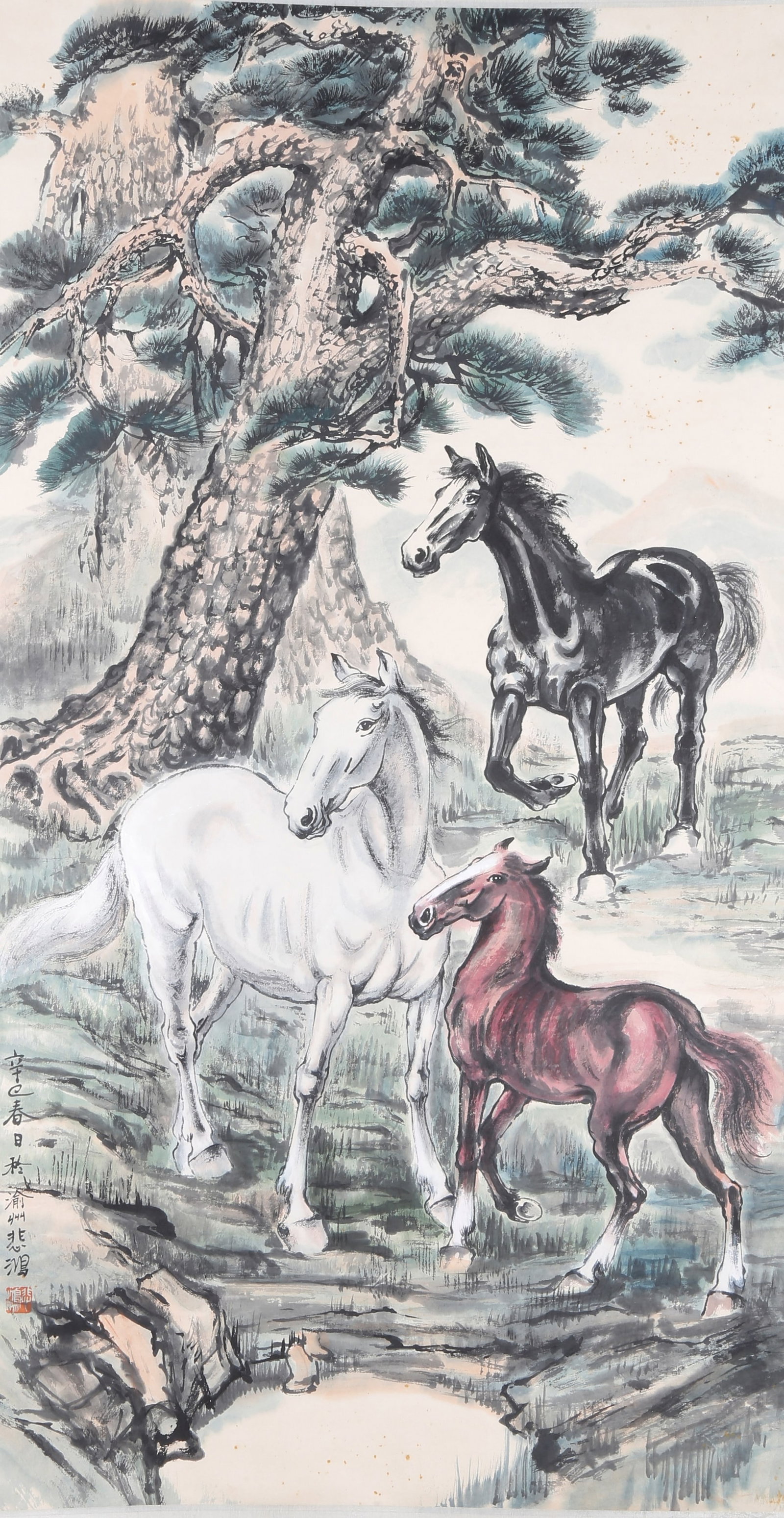 A GALLOPING HORSE PAINTING ON PAPER BY XU BEIHONG.徐悲鴻 (1 of 11)