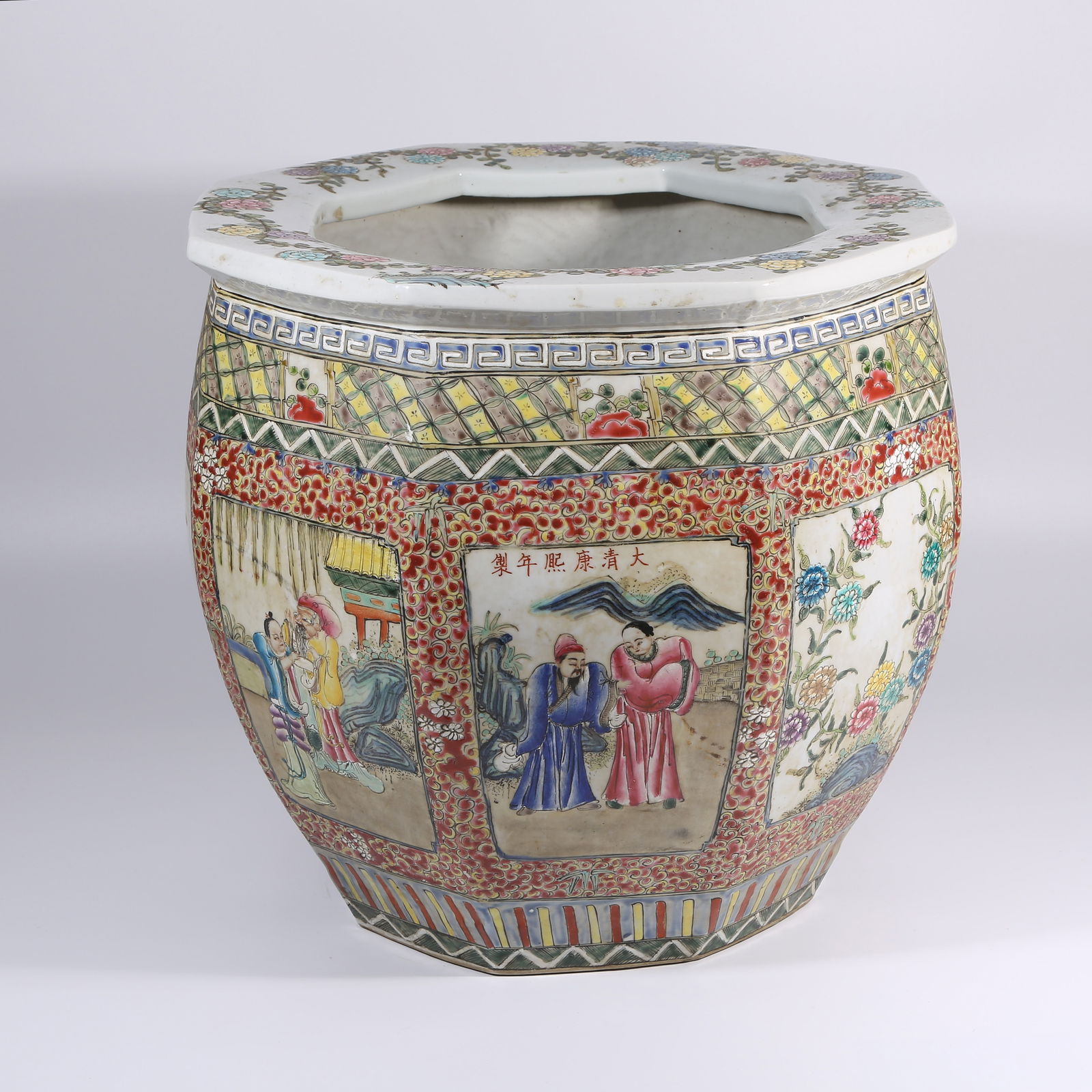 A FAMILLE ROSE OPEN-PANEL JAR WITH EIGHT IMMORTALS MOTIF: Famille Rose Open-Panel Jar with Eight Immortals Motif