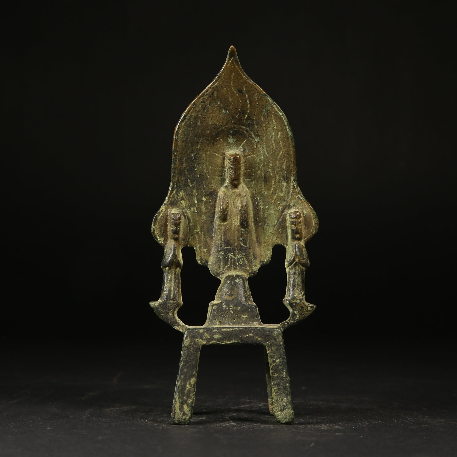 A BRONZE PANEL BUDDHA LAMP STATUE (1 of 8)