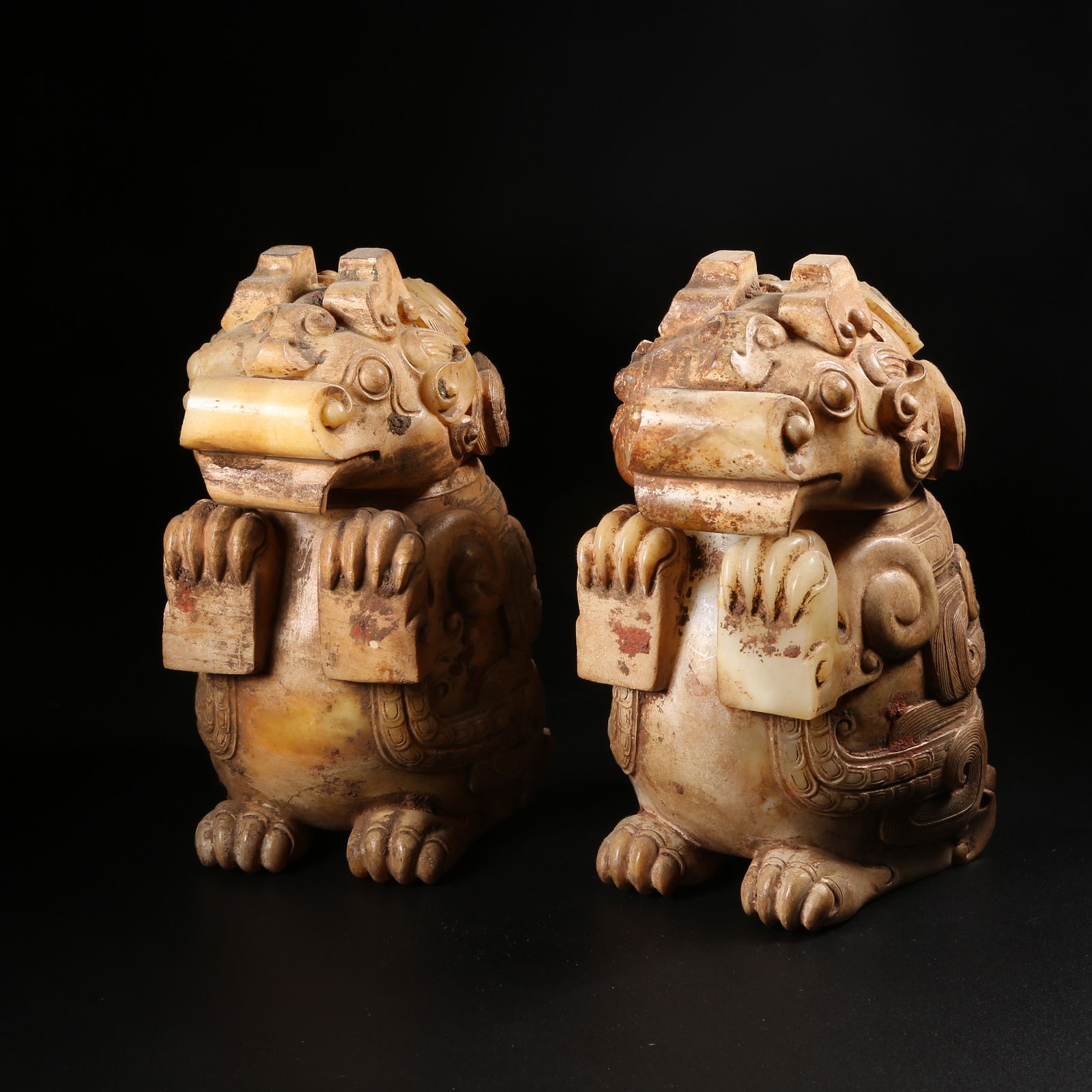 A ARCHAIC JADE SET OF AUSPICIOUS BEAST-SHAPED INCENSE BURNERS (1 of 11)