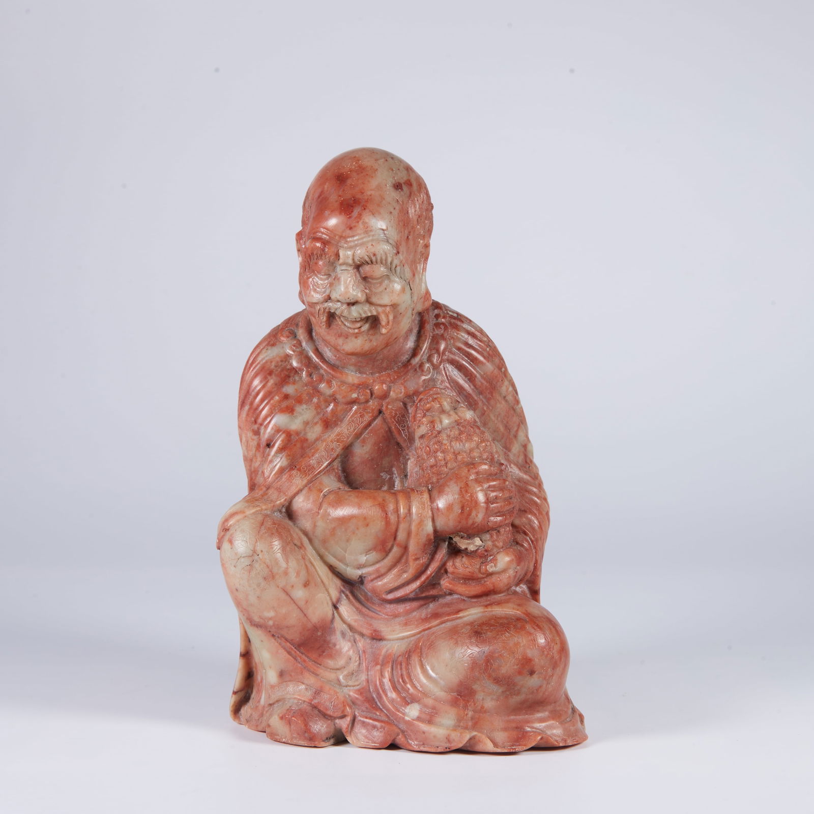 A SHOUSHAN STONE LUOHAN FIGURINE (1 of 10)
