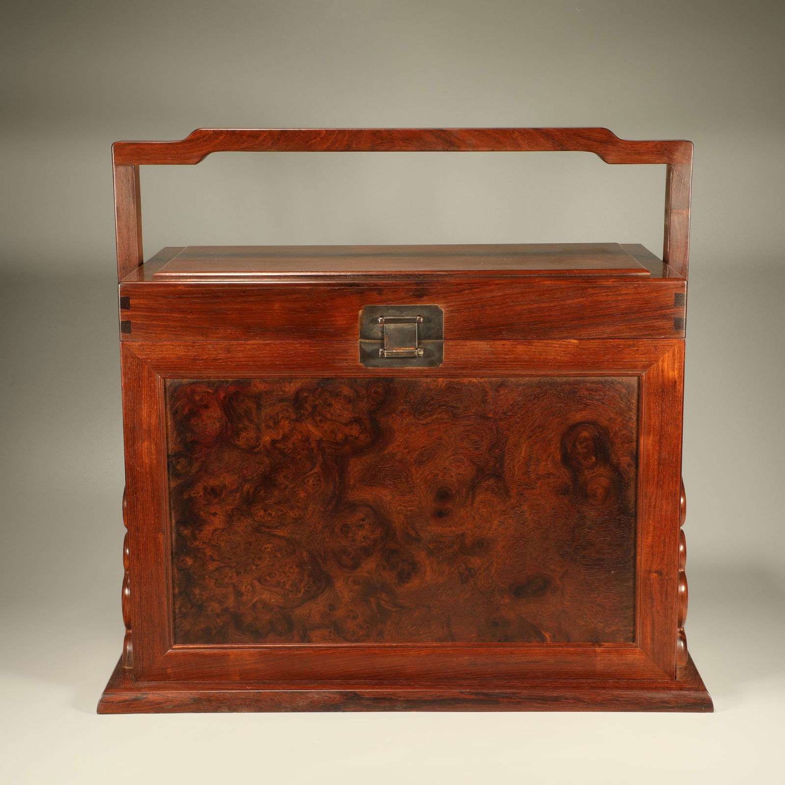 A HUANGHUALI WOOD SCHOLAR'S CARRYING CASE INLAID WITH CHERRY WOOD (1 of 6)