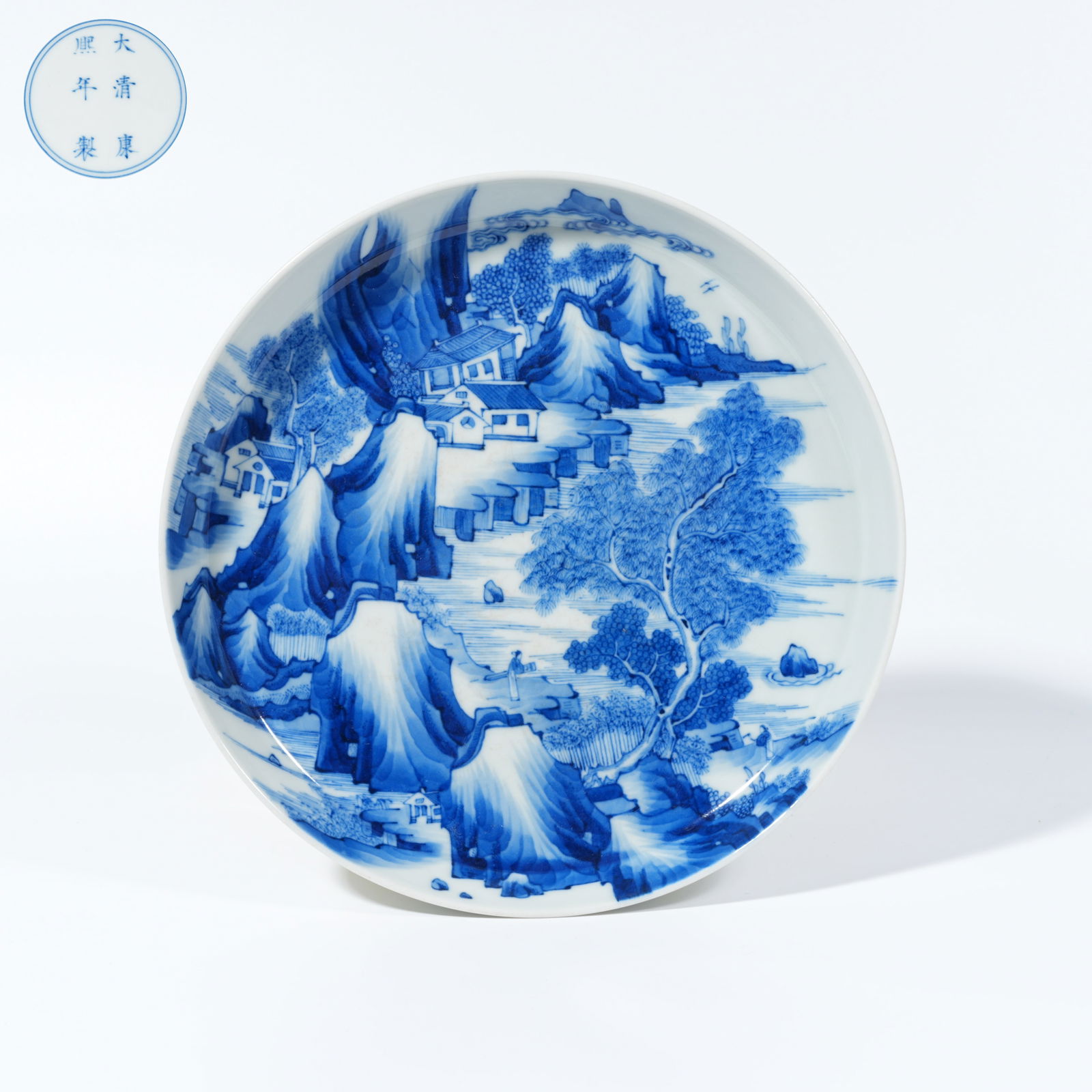 A BLUE-AND-WHITE DISH WITH LANDSCAPE DECORATION (1 of 9)