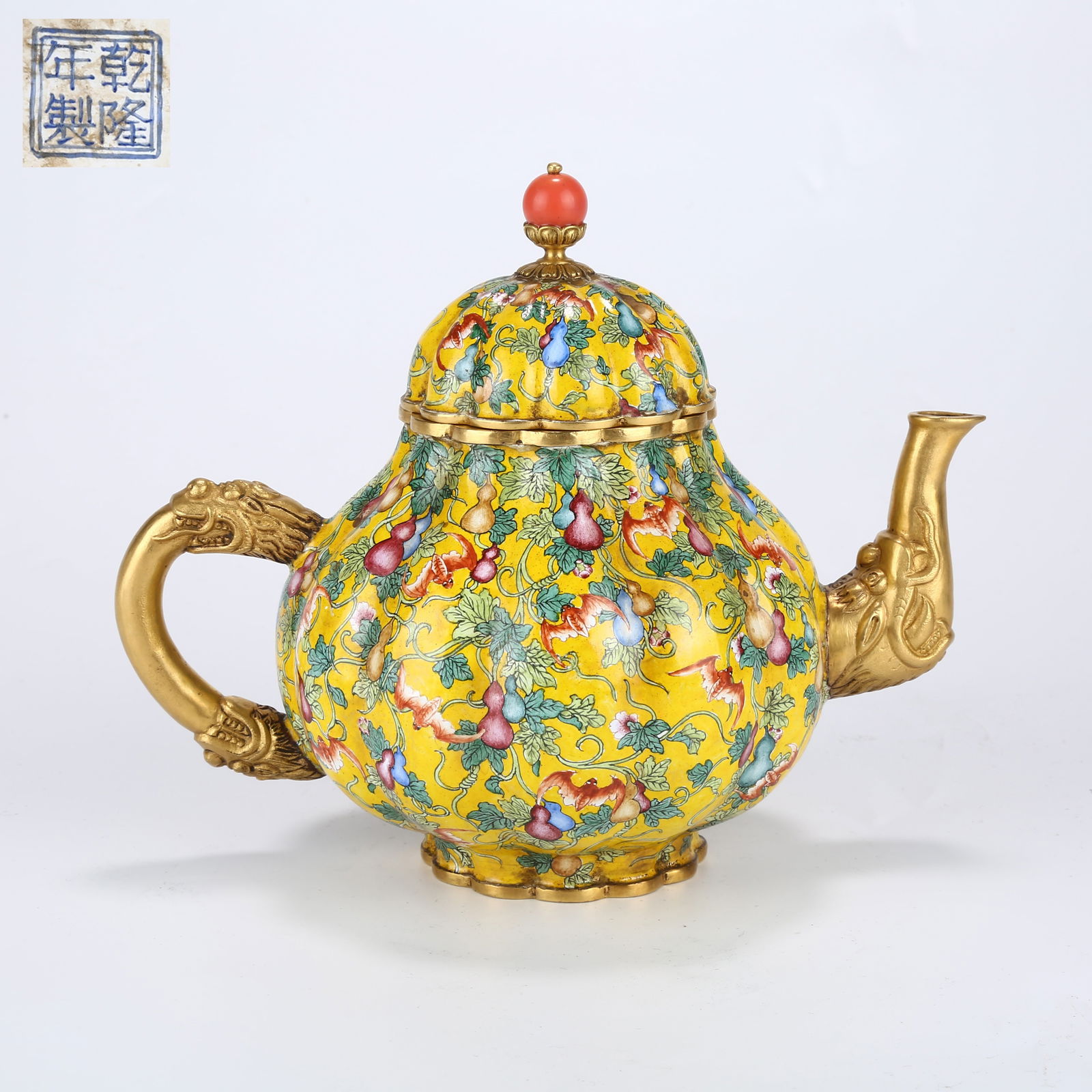 A CLOISONNÉ ENAMEL MELON-RIBBED EWER WITH "EVERLASTING FORTUNE AND PROSPERITY" MOTIF (1 of 9)