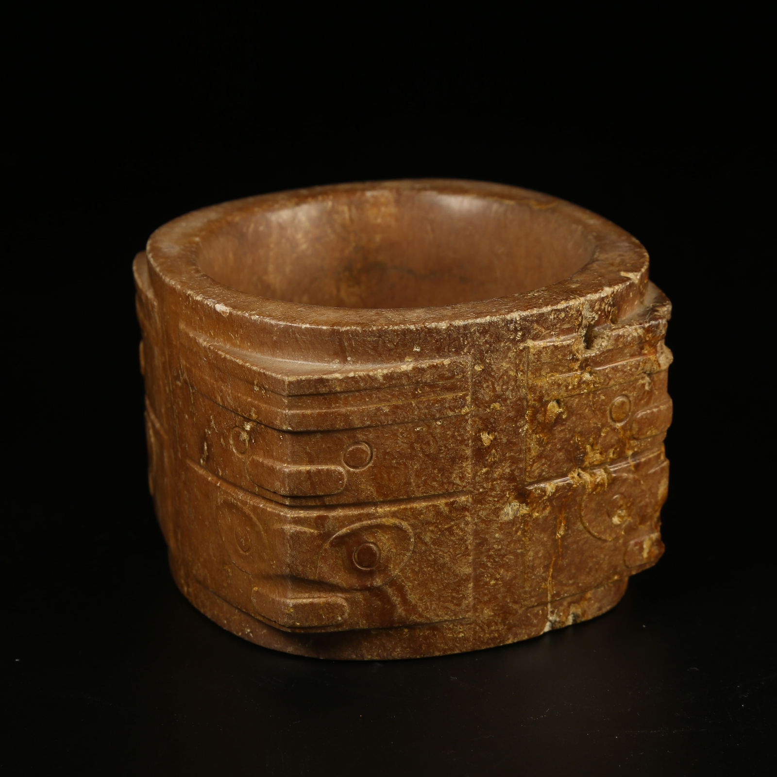 A ARCHAIC JADE CONG TUBE WITH DIVINE HUMAN FACE, LIANGZHU CULTURE (1 of 9)
