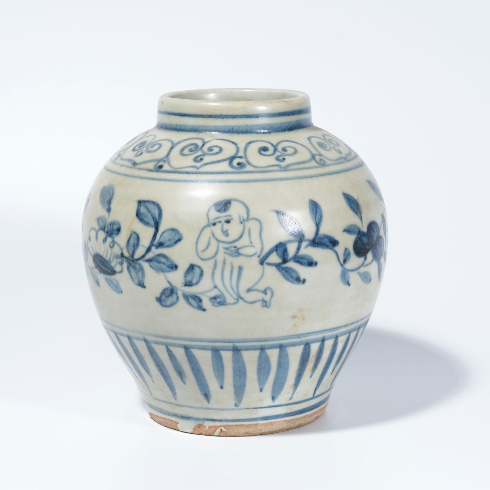 A BLUE-AND-WHITE JAR WITH SCROLLING-LOTUS "BOYS AT PLAY" DECORATION (1 of 12)