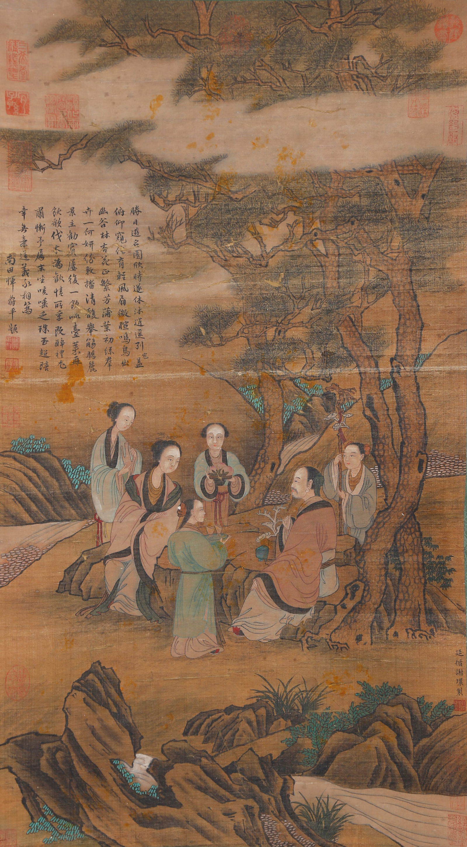 A FIGURE PAINTING ON SILK BY XIE HUAN.謝環 (1 of 9)