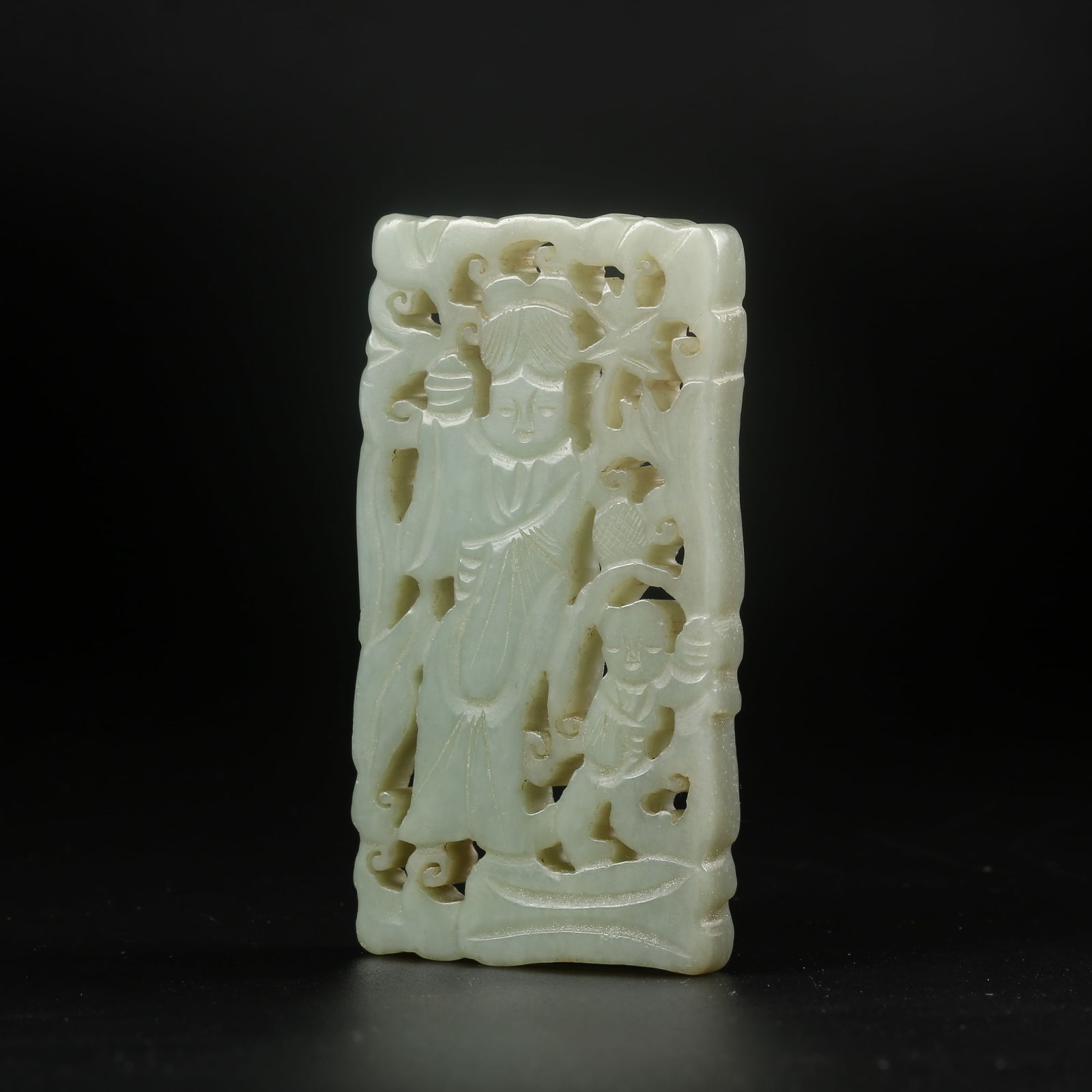 A HETIAN JADE PENDANT CARVED WITH A CHILD FIGURE (1 of 8)