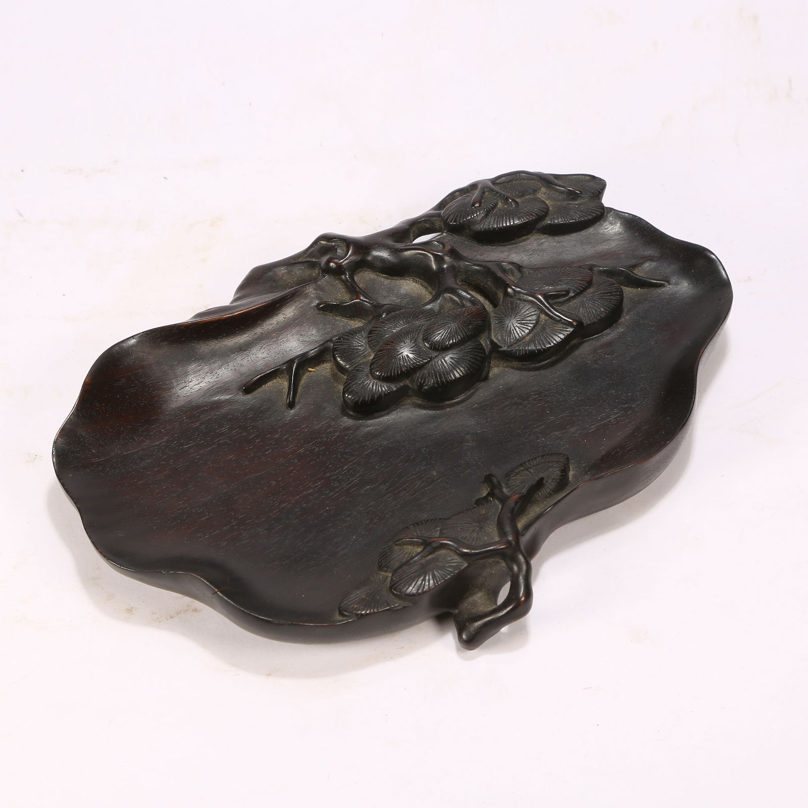 A ZITAN WOOD WASH BASIN WITH PINE TREE DECORATION (1 of 8)