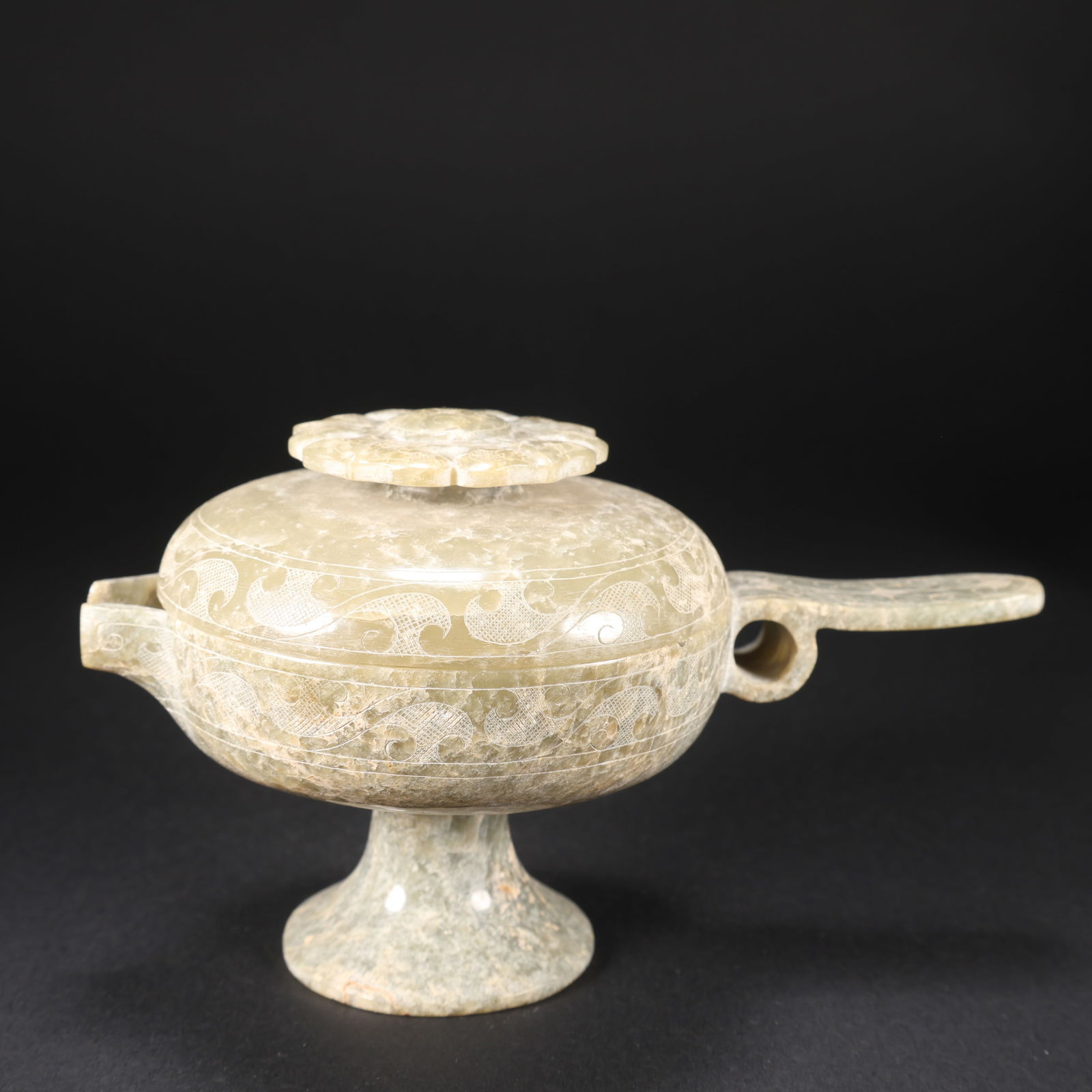 A HETIAN JADE LIDDED CUP WITH HANDLE (1 of 9)