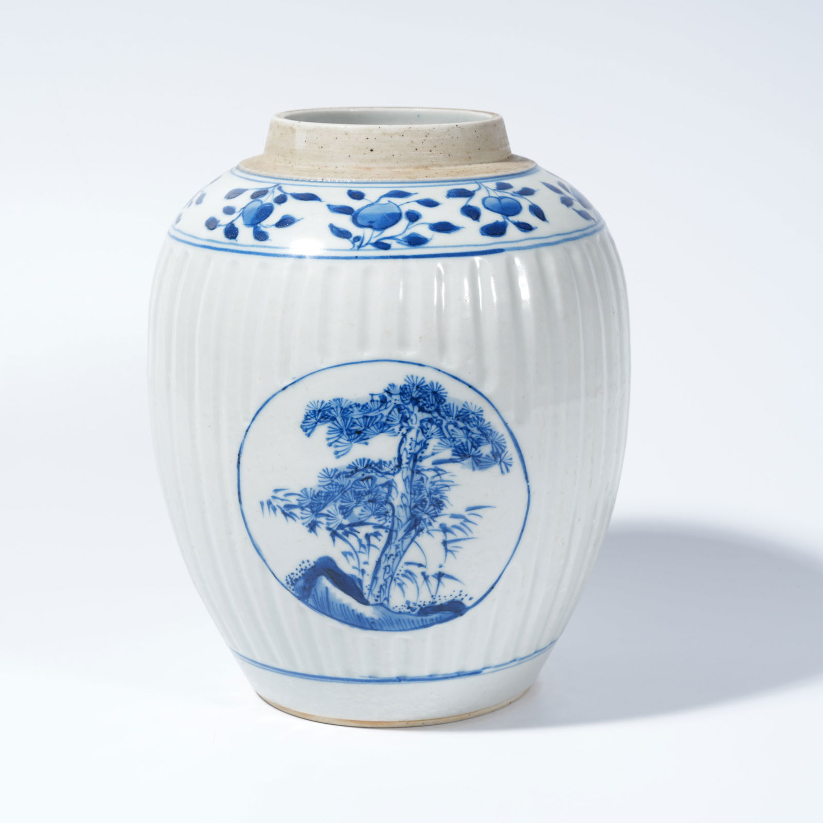 A BLUE-AND-WHITE JAR WITH PLUM-AND-BAMBOO DECORATION (1 of 10)