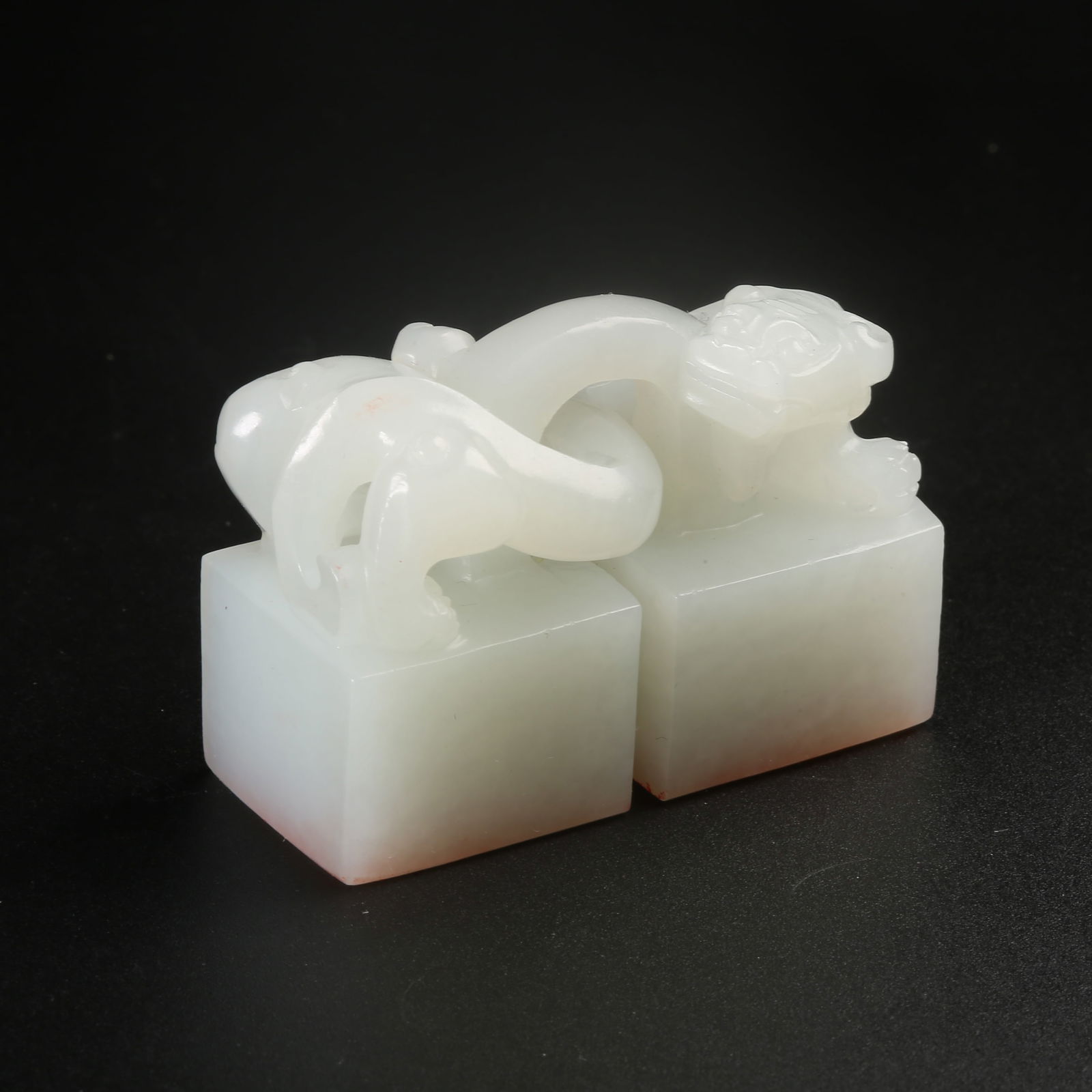 A HETIAN JADE SEAL WITH CHI-DRAGON KNOB (1 of 8)