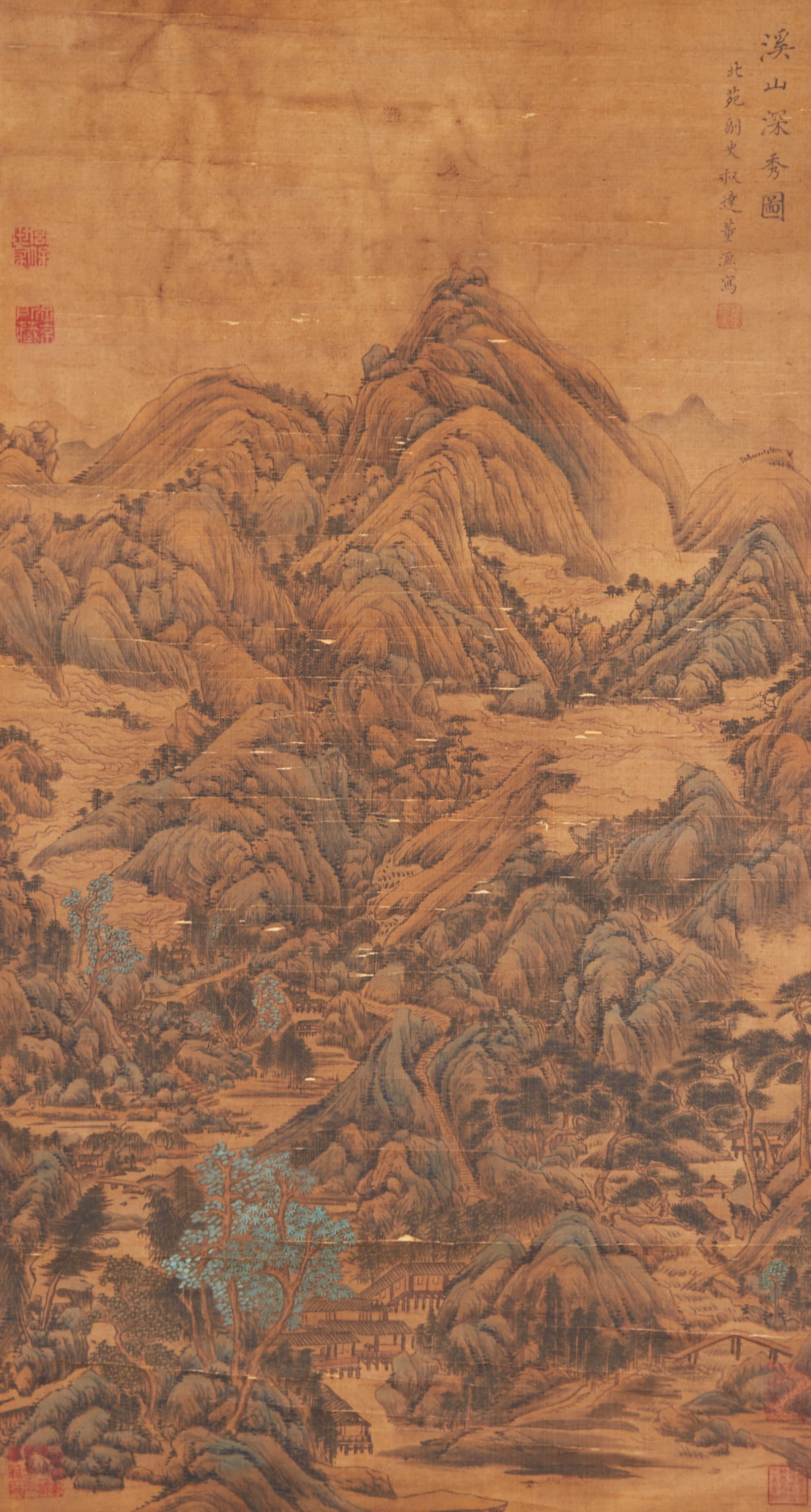 A "DEEP AND GRACEFUL STREAMS AND MOUNTAINS", PAINTING ON SILK BY DONG YUAN.董源 (1 of 10)