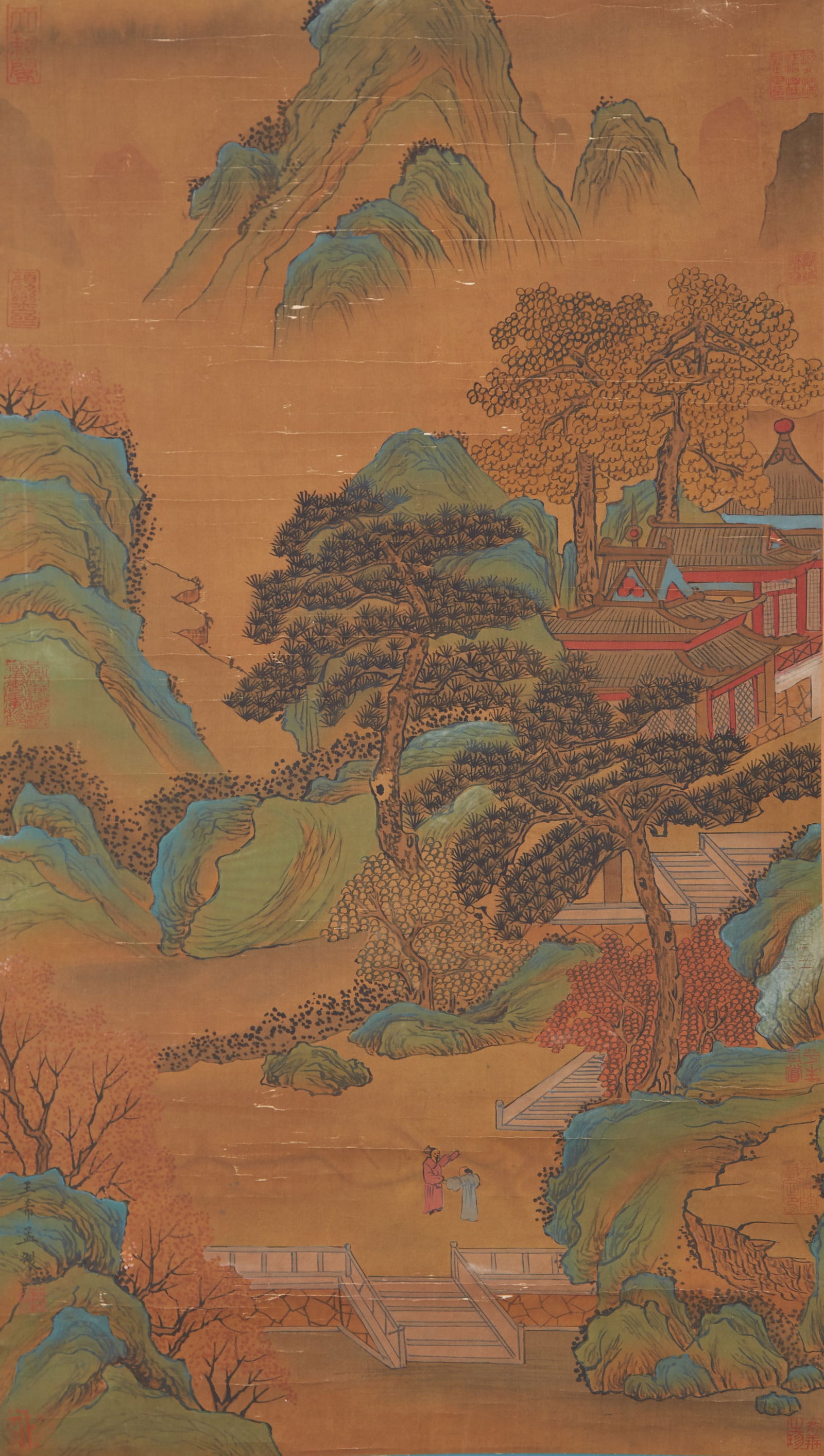 A LANDSCAPE PAINTING ON SILK BY WANG XIMENG.王希孟 (1 of 9)