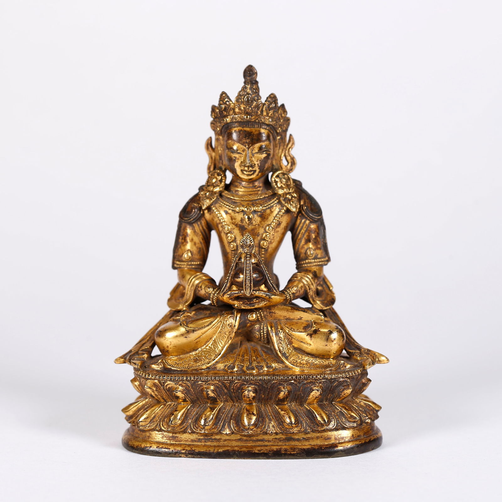A GILT BRONZE LONGEVITY BUDDHA STATUE (1 of 9)