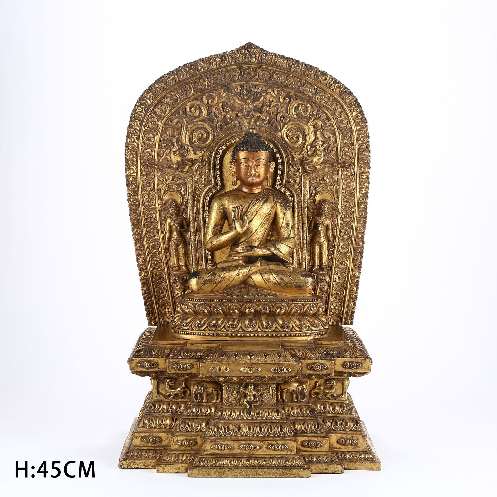 A GILT BRONZE STATUE OF AMOGHASIDDHI BUDDHA (1 of 10)