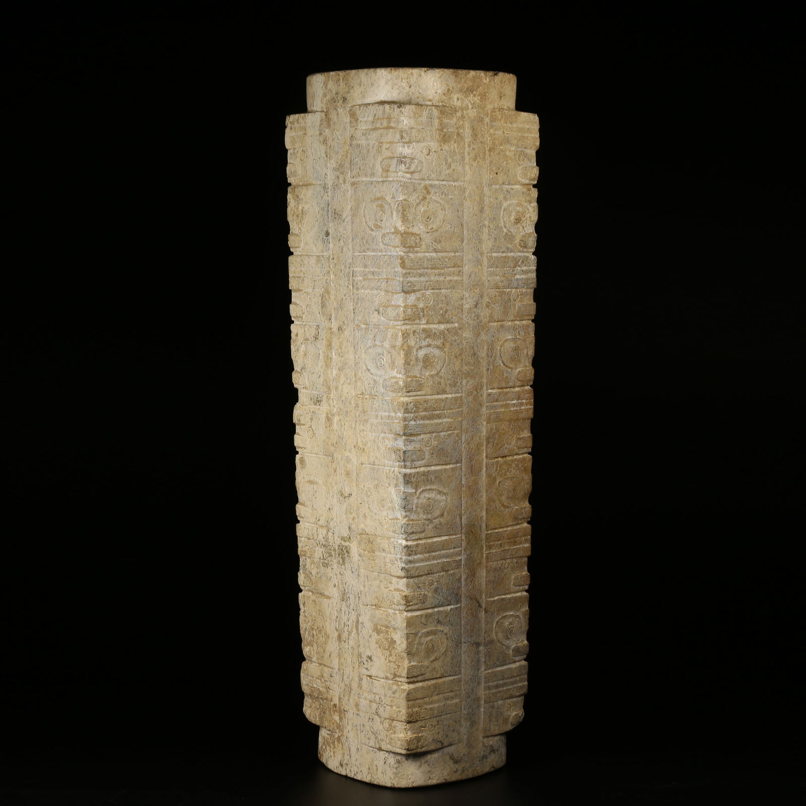 A ARCHAIC JADE CONG TUBE WITH DIVINE HUMAN FACE, LIANGZHU CULTURE (1 of 11)
